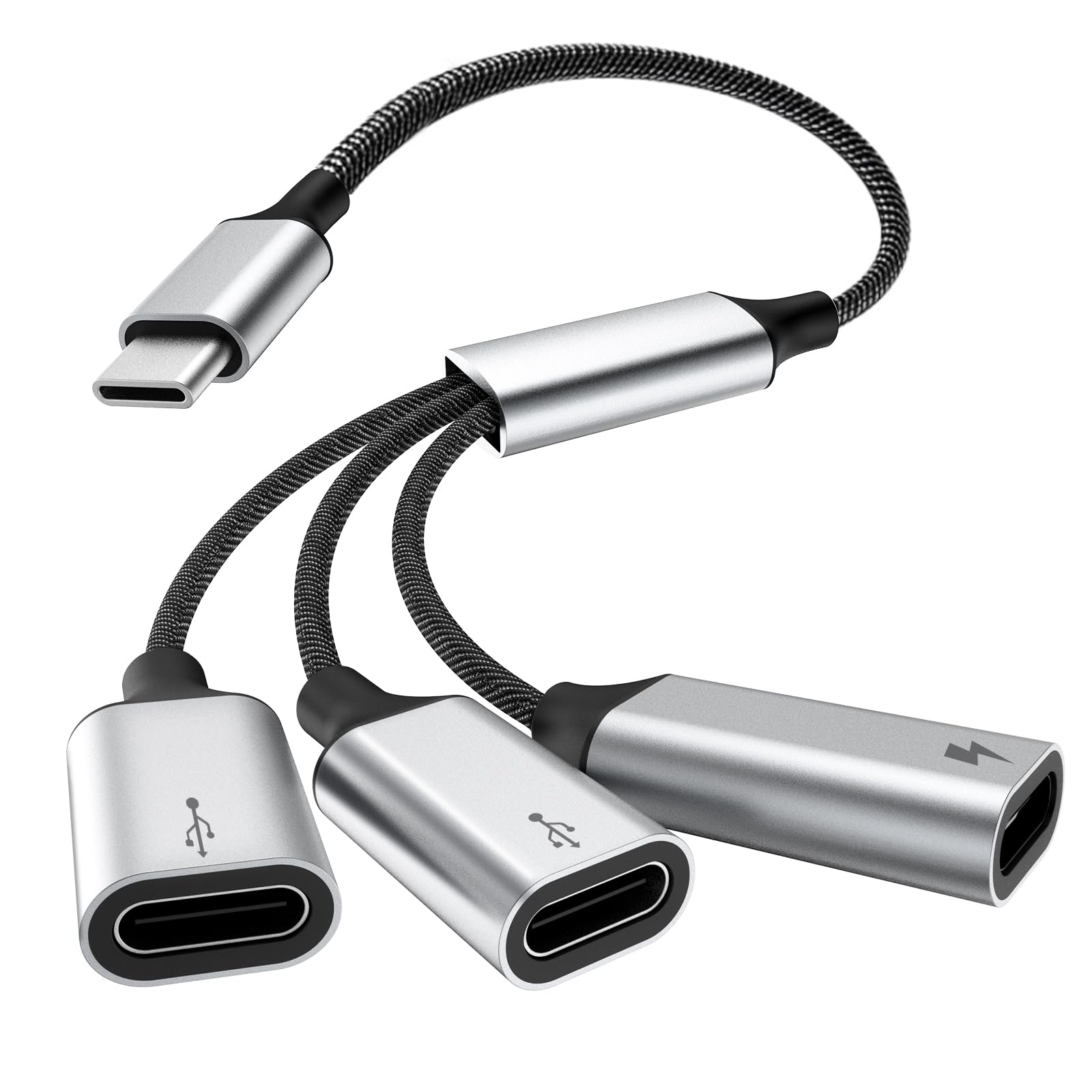 TiMOVO 3-in-1 USB C Splitter Cable - USB C Male to 3 USB C Female Adapter with 100W Fast Charging & 480Mbps Data Transfer - Compatible with iPhone 15 Series, iPad Pro/Air, MacBook, Samsung Galaxy - Perfect for Home, Office & Travel Charging Needs
