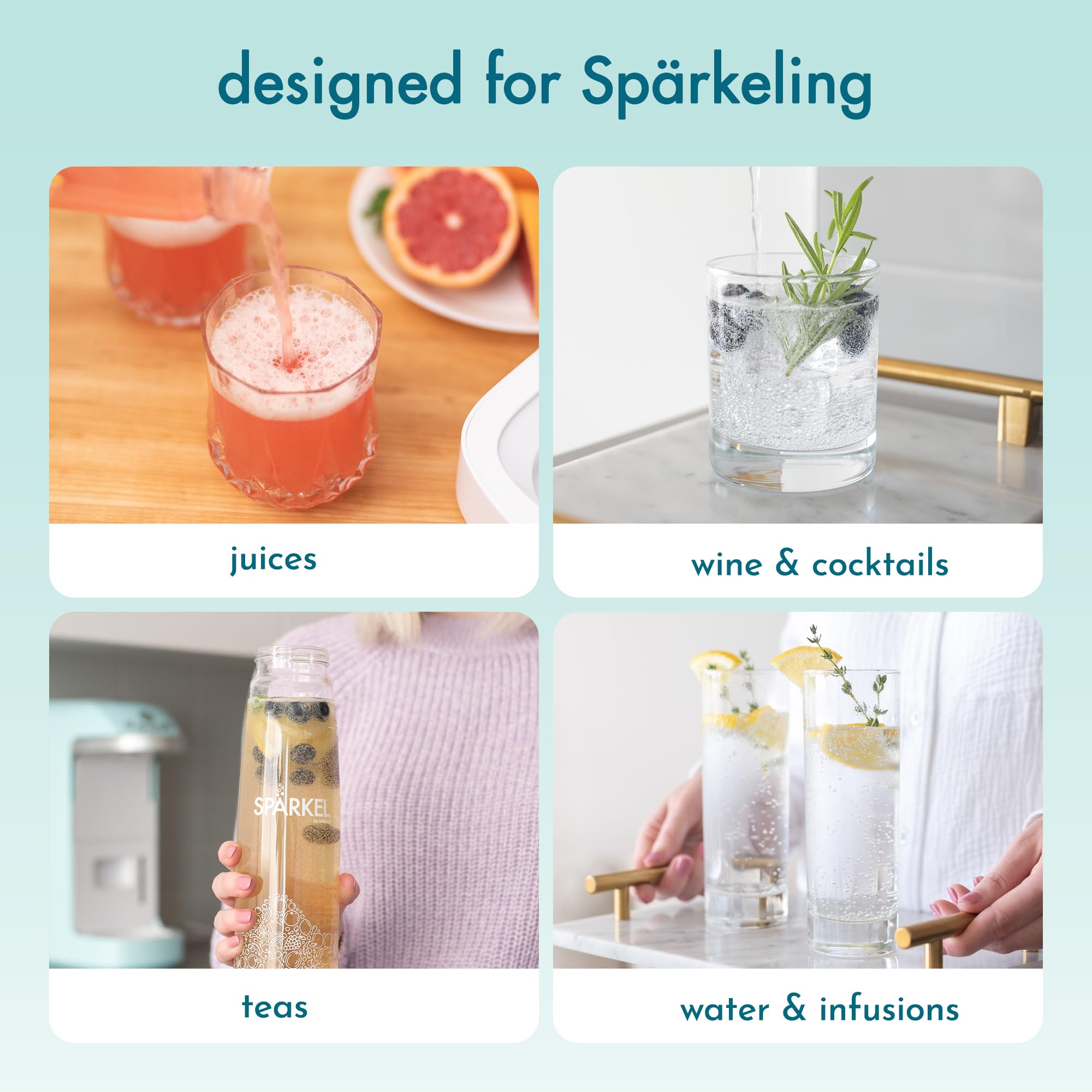 Spärkel Sparkling Water Maker Machine - Cherry Red Soda Stream Alternative with 5 Carbonation Levels | No CO2 Tank Needed | Uses Fresh Natural Ingredients | Perfect for Home, Office & Party Beverage Stations
