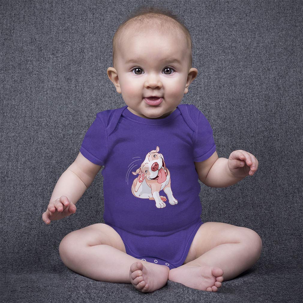 Custom Pitbull Itching Funny Cotton Striped Baby Bodysuit - Cute Boy & Girl Infant Onesie for Playdates, Photo Shoots & Family Gatherings
