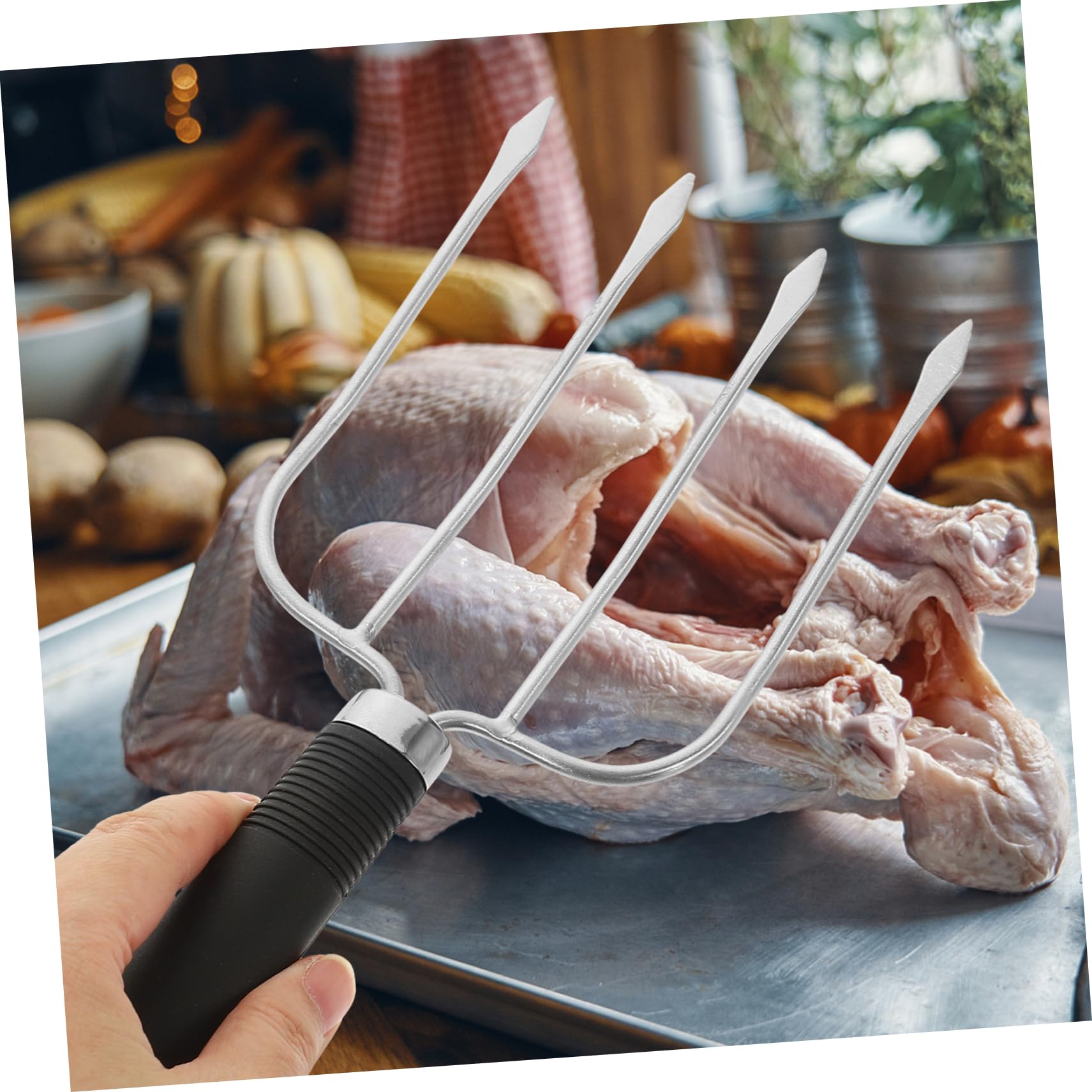 Premium Stainless Steel Heavy Duty Turkey Forks - 4 Prong BBQ Roast Carving Fork for Meat, Poultry & Turkey - Perfect for Grilling, Roasting & Carving at BBQs, Thanksgiving & Family Gatherings