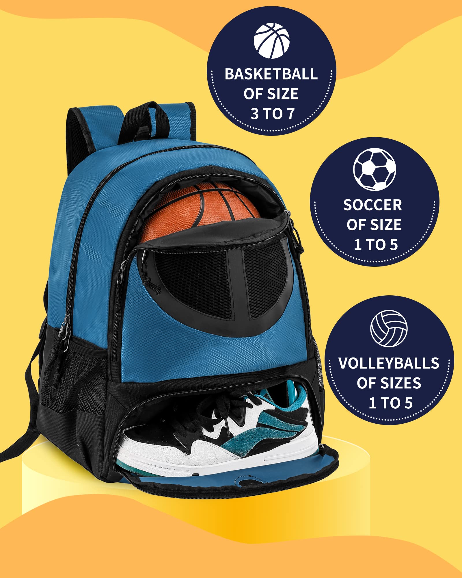Best Basketball Backpack for Men & Women - 30L Lightweight Breathable Sports Bag with Ball & Shoe Compartment - Perfect for Soccer, Volleyball, Football, Gym, School & Travel