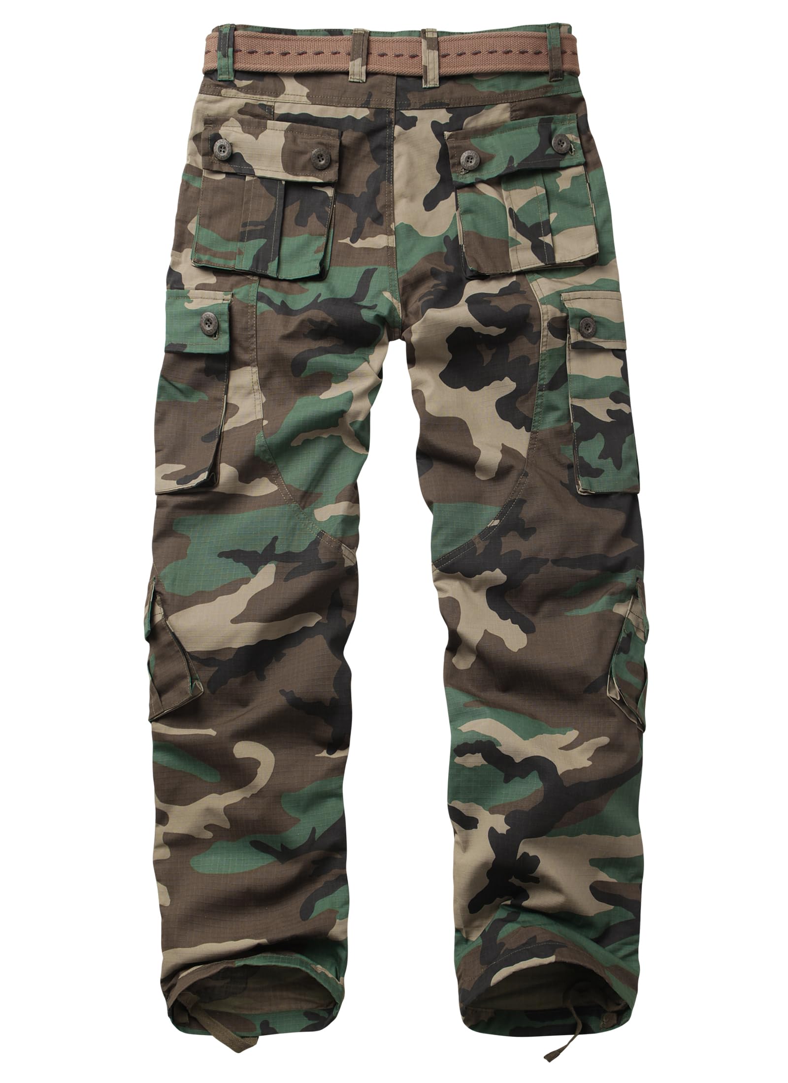 Men's Waterproof Camo Hiking Cargo Pants - Tactical Ripstop Work Pants with 8 Pockets, Relaxed Fit (No Belt Needed) - Perfect for Outdoor Adventures, Hunting & Camping