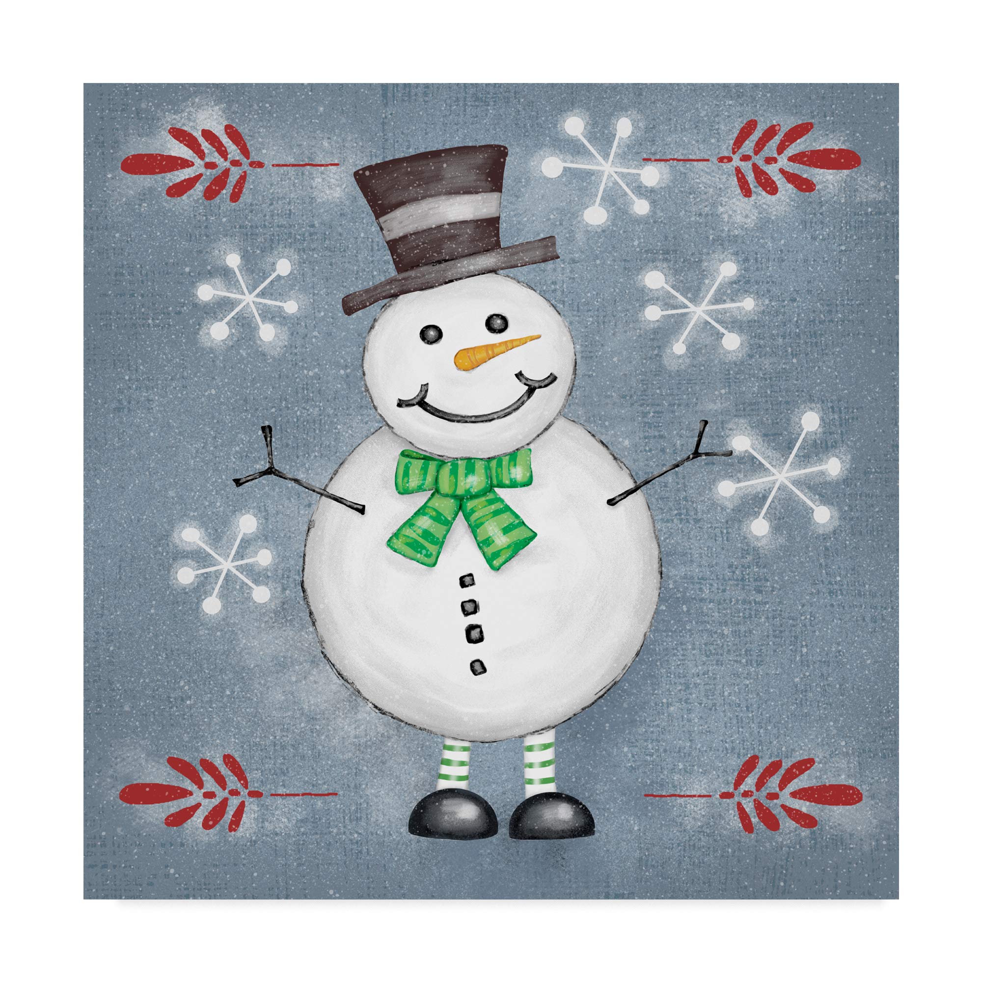 Trademark Fine Art Folksy Christmas II by Chariklia Zarris - 18x18 Inch Canvas Wall Art - Holiday Home Decor for Living Room, Bedroom & Office
