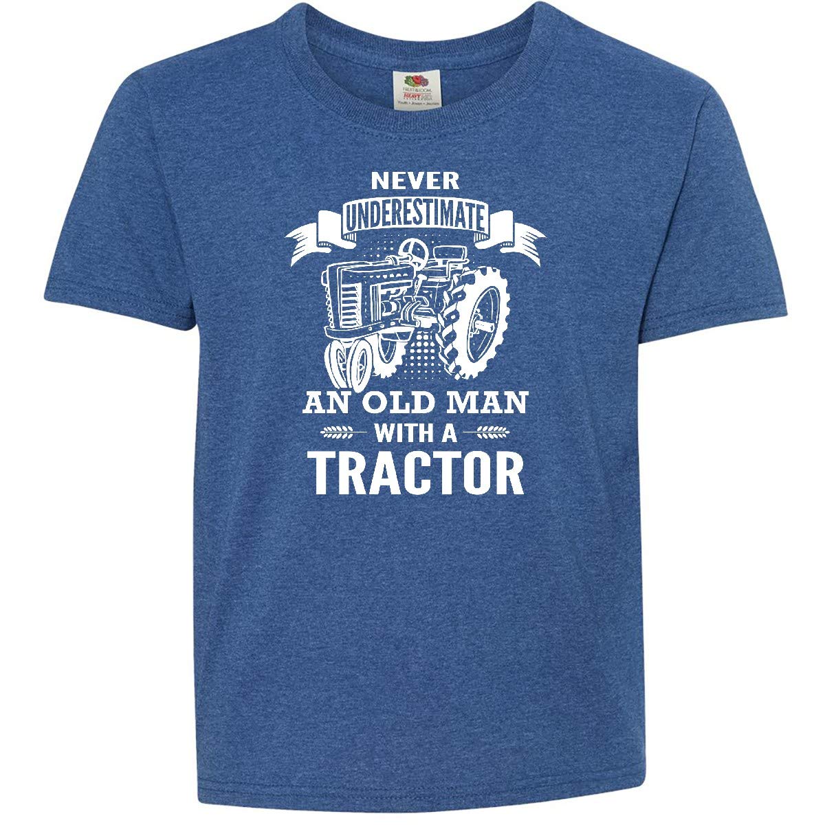 Inktastic Vintage Old Man Tractor Graphic Youth T-Shirt - Comfortable Cotton Tee for Kids, Perfect for Farm Visits, Outdoor Activities & Casual Wear