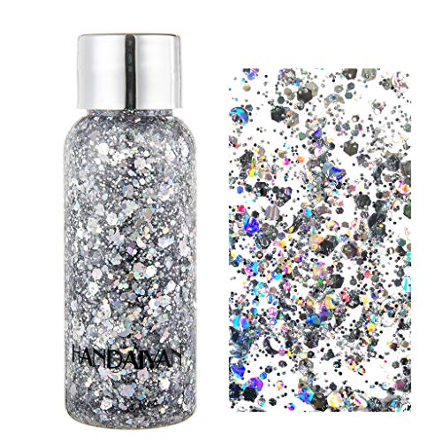 8 Colors Holographic Chunky Glitter for Face, Body, Eyes, Hair & Nail Art - Mixed Chunky Holographic Glitter Sequins in Stars & Hexagon Shapes - Perfect for Festival Makeup, Cosplay & DIY Crafts