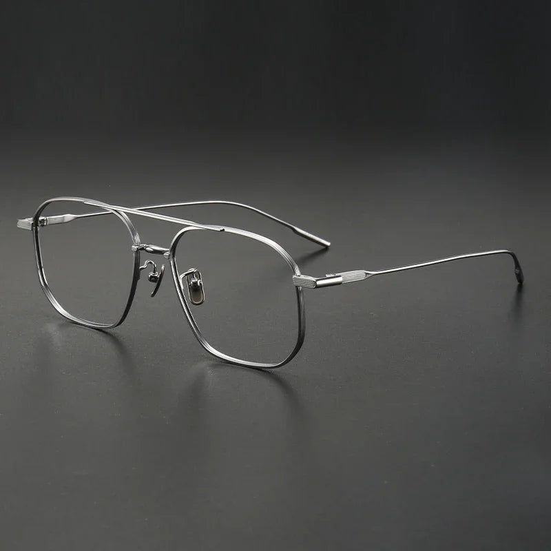 Aror Unisex Full Rim Square Double Bridge Titanium Eyeglasses 10076 - Lightweight Durable Frame for Work, Reading & Fashion - Blue Light Blocking Glasses for Computer & Office Use