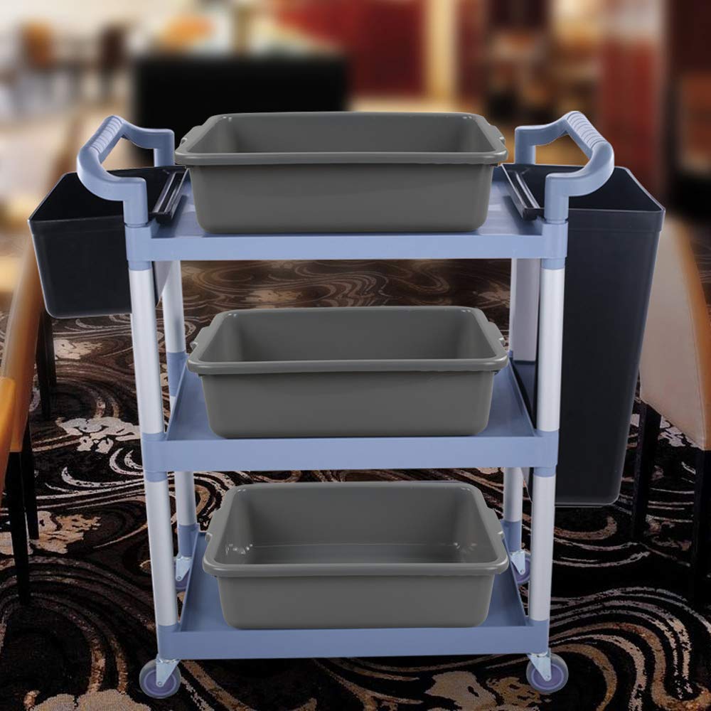 4-Pack Grey Plastic Bus Tubs - 13L Commercial Tote Boxes for Restaurant, Kitchen & Food Service - Heavy Duty Dish Bins for Busy Cafes, Catering & Buffet Operations