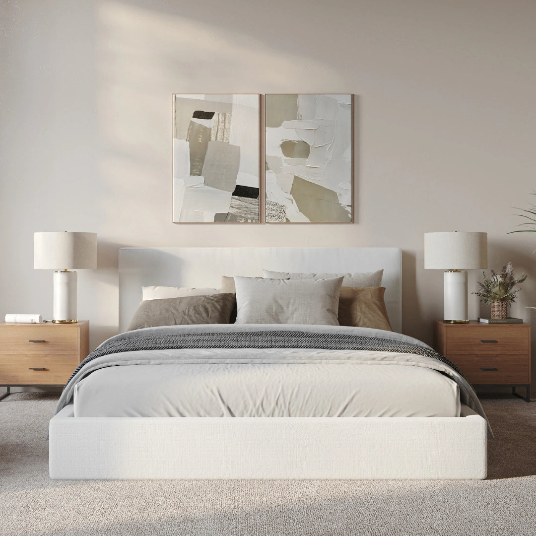 Classic White Bed Frame with Headboard - Queen Size Bed Set for Modern Bedrooms | Perfect for Master Bedroom, Guest Room & Dorm Decor