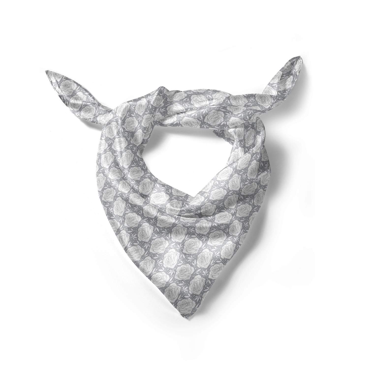Ambesonne Floral Head Scarf - Grey Rose Bloom Hair Wrap & Bandana for Women | Boho Headband, Beach Cover Up, Yoga Accessory