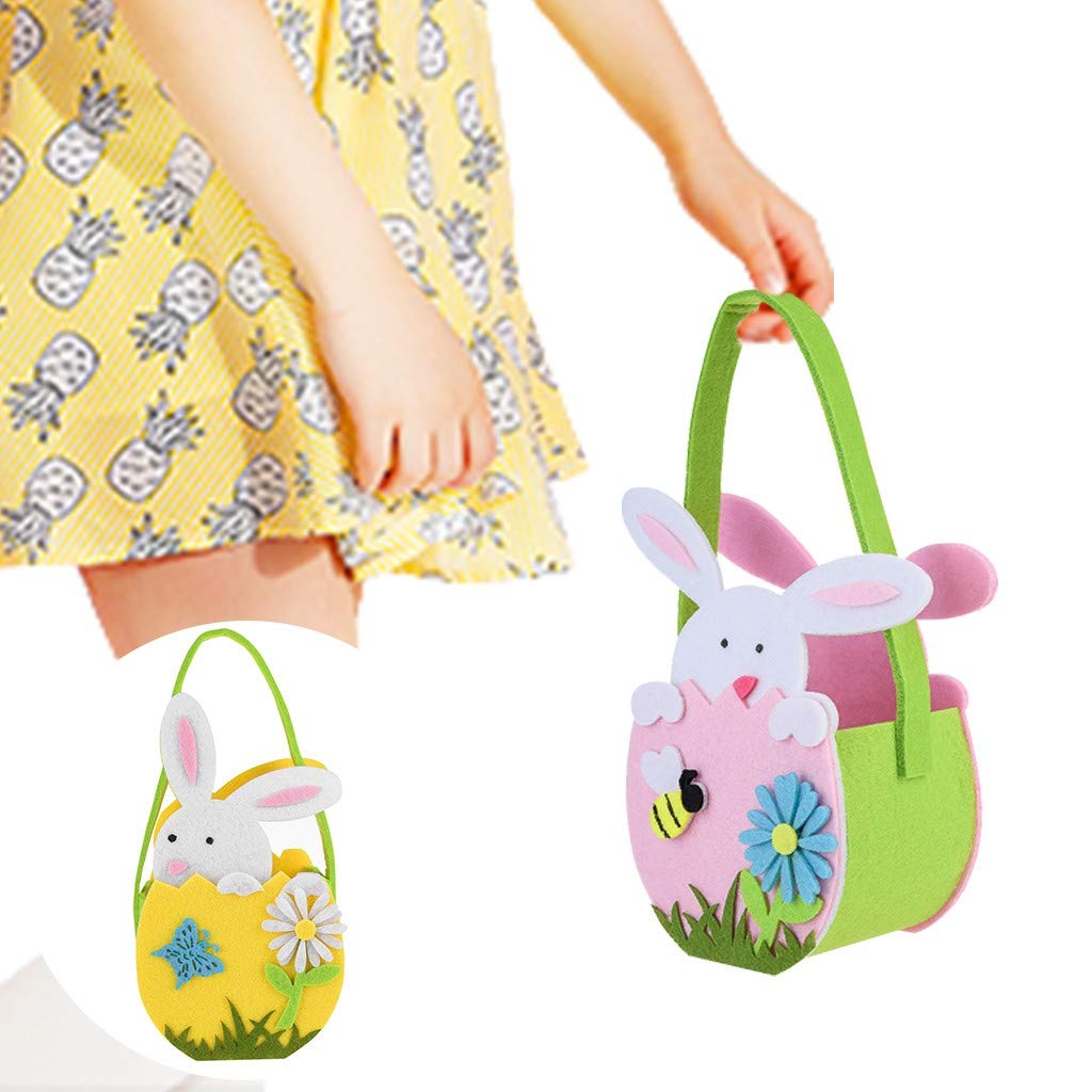 Melupa Easter Bunny Basket Bag - Kids Easter Egg Hunt Tote for Candy, Gifts & Decor | Bunny Canvas Carry Bucket for Easter Parties, Egg Hunts & Spring Celebrations
