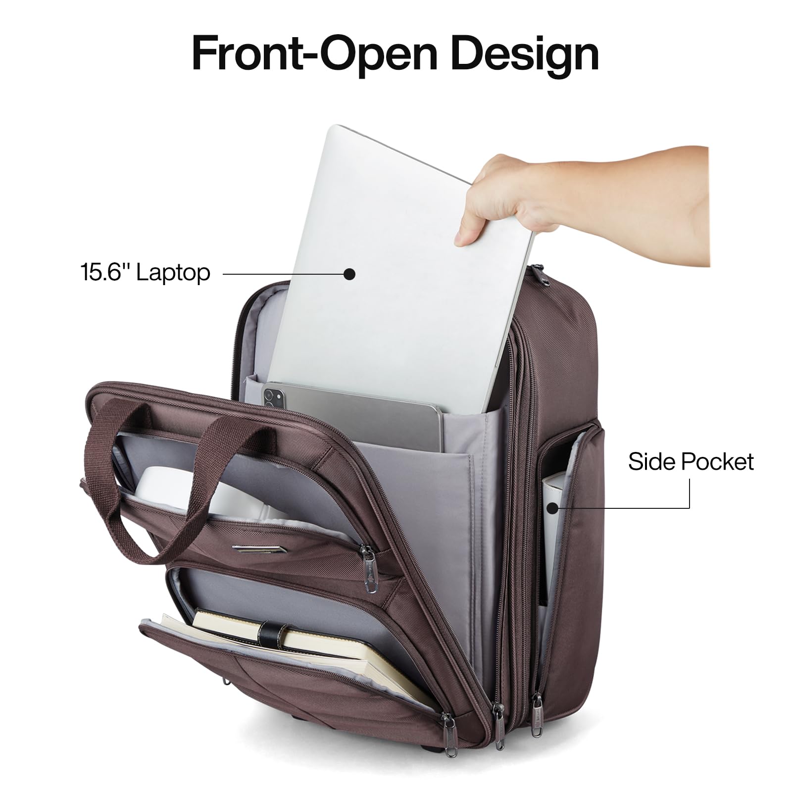 16-Inch Hanke Softside Underseat Carry-On Luggage with Wheels - Compact Rolling Travel Suitcase in Coffee Brown | Perfect for Airplane Cabin, Business Trips & Weekend Getaways