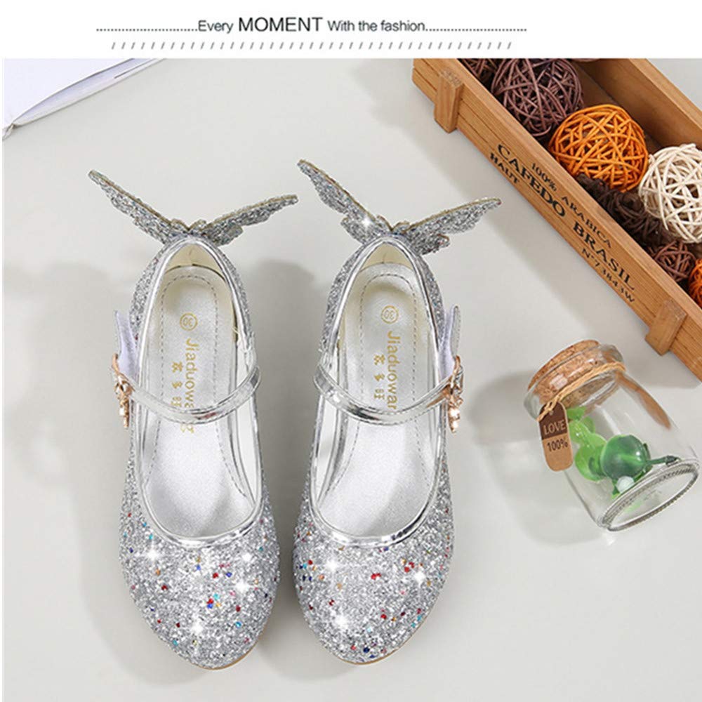 Sparkly Butterfly Mary Jane Shoes for Girls – Glitter Bridesmaid & Wedding Party Shoes – Low Heel Princess Dress Shoes (Toddler/Little Kid/Big Kid) – Perfect for Weddings, Pageants, and Special Occasions