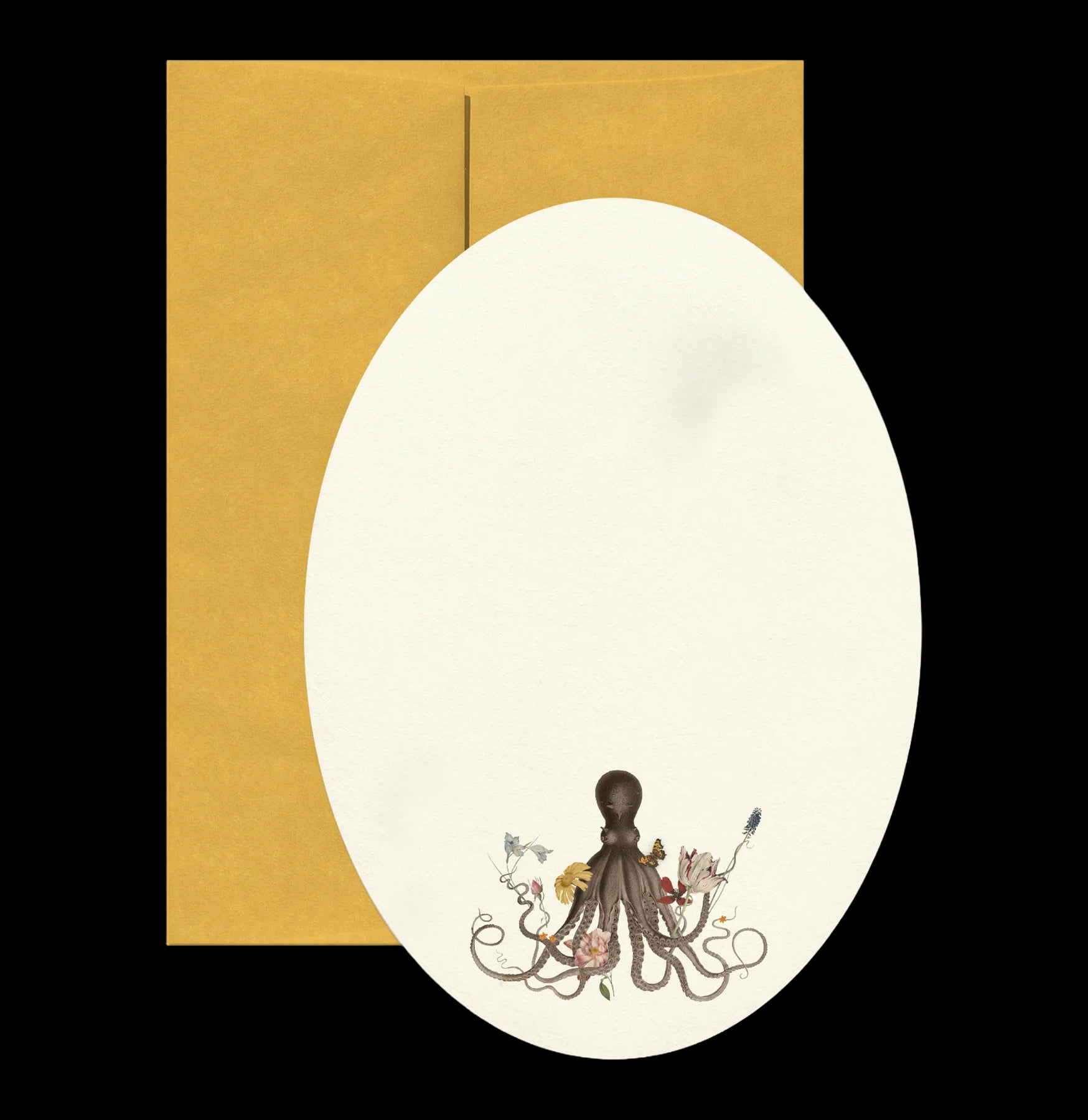 Elegant Octopus Flowers Oval Greeting Card - Perfect for Birthdays, Anniversaries & Special Occasions