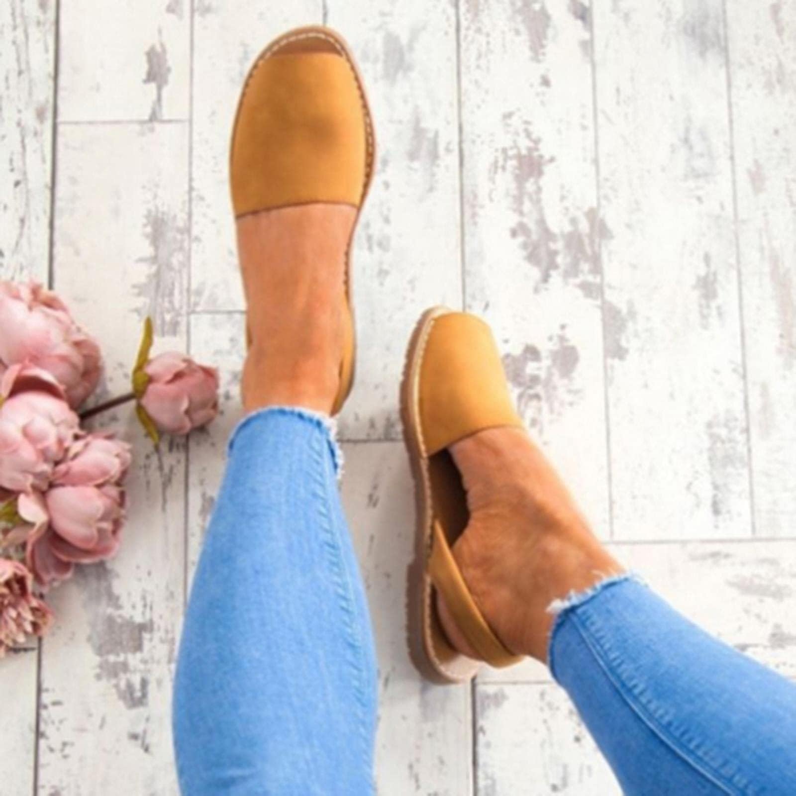 Women's Casual Peep Toe Flat Sandals - Comfortable Summer Fashion Shoes in Brown | Perfect for Beach, Vacation & Everyday Wear