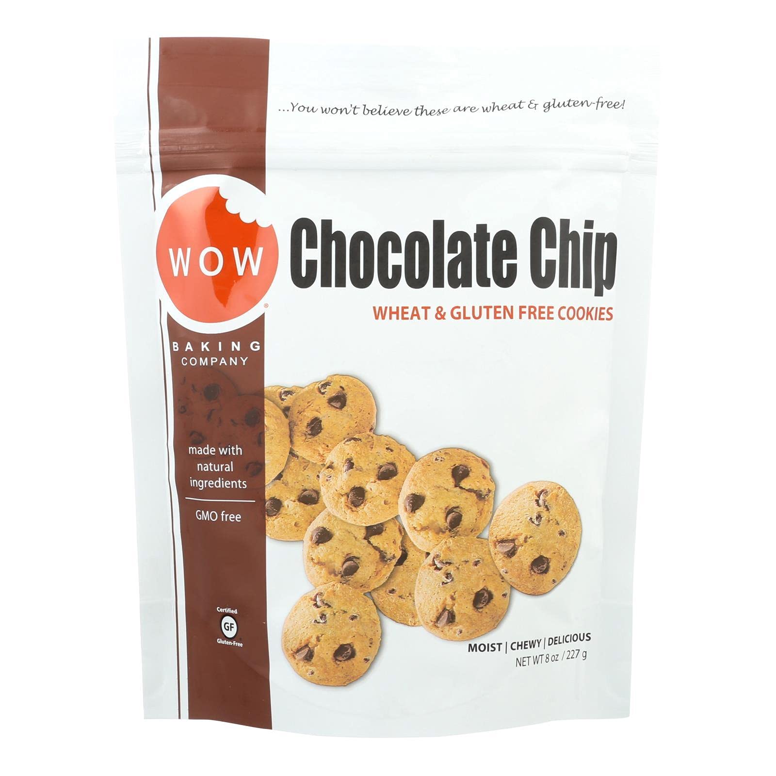 Gluten Free Chocolate Chip Cookies by WOW Baking Company - 8 oz (Pack of 12) | Delicious Snacks for Parties, Gifts & Healthy Desserts