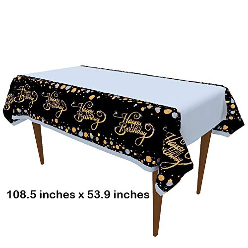 40th Birthday Party Supplies Set - Black and Gold Theme for 16 Guests - Disposable Tableware Kit Includes 40 Years Gold Paper Plates, 12 oz Cups, Banner, Napkins, Tablecloth, Cutlery (Spoons, Forks, Knives) - Perfect for Milestone Celebrations, Anniversaries & Retirement Parties