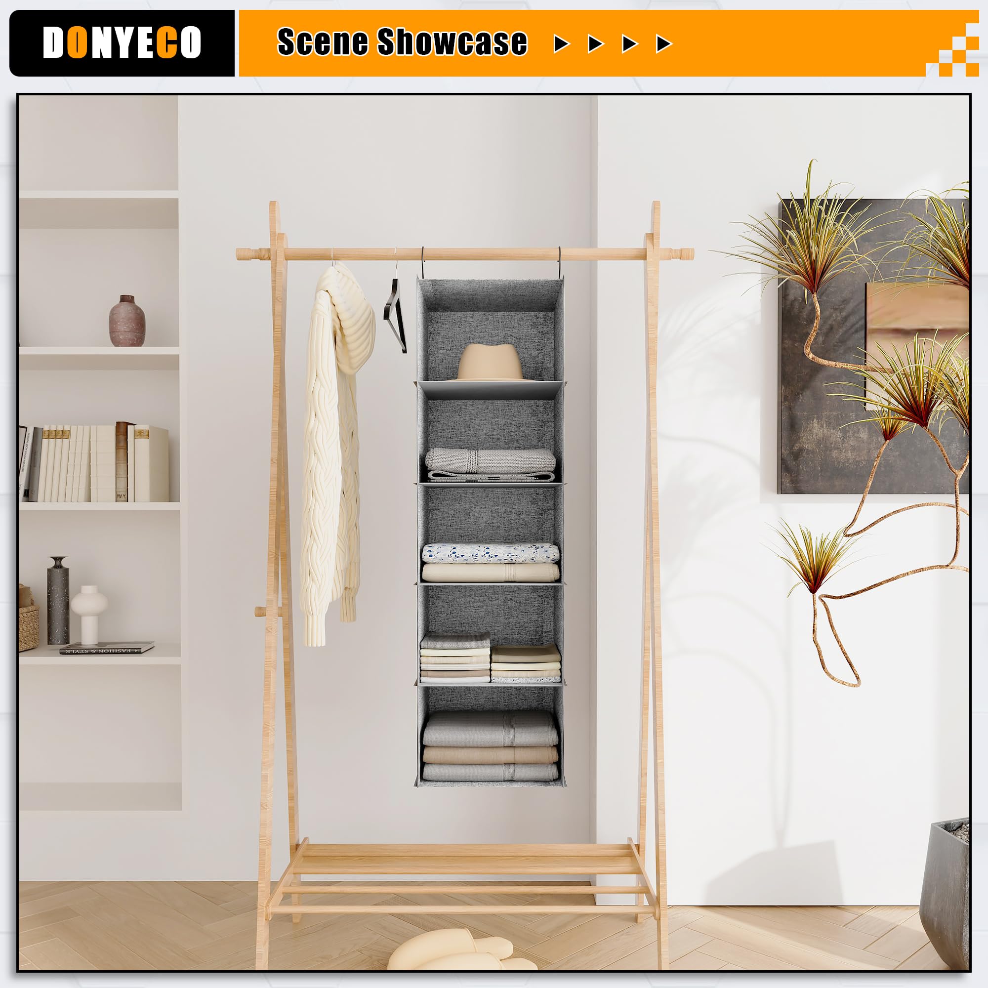 5-Shelf Hanging Closet Organizer for RV, Nursery & Wardrobe - Space Saving Storage Solution for Clothes, Linens & Baby Items - Perfect for Small Spaces, Campers & Home Organization