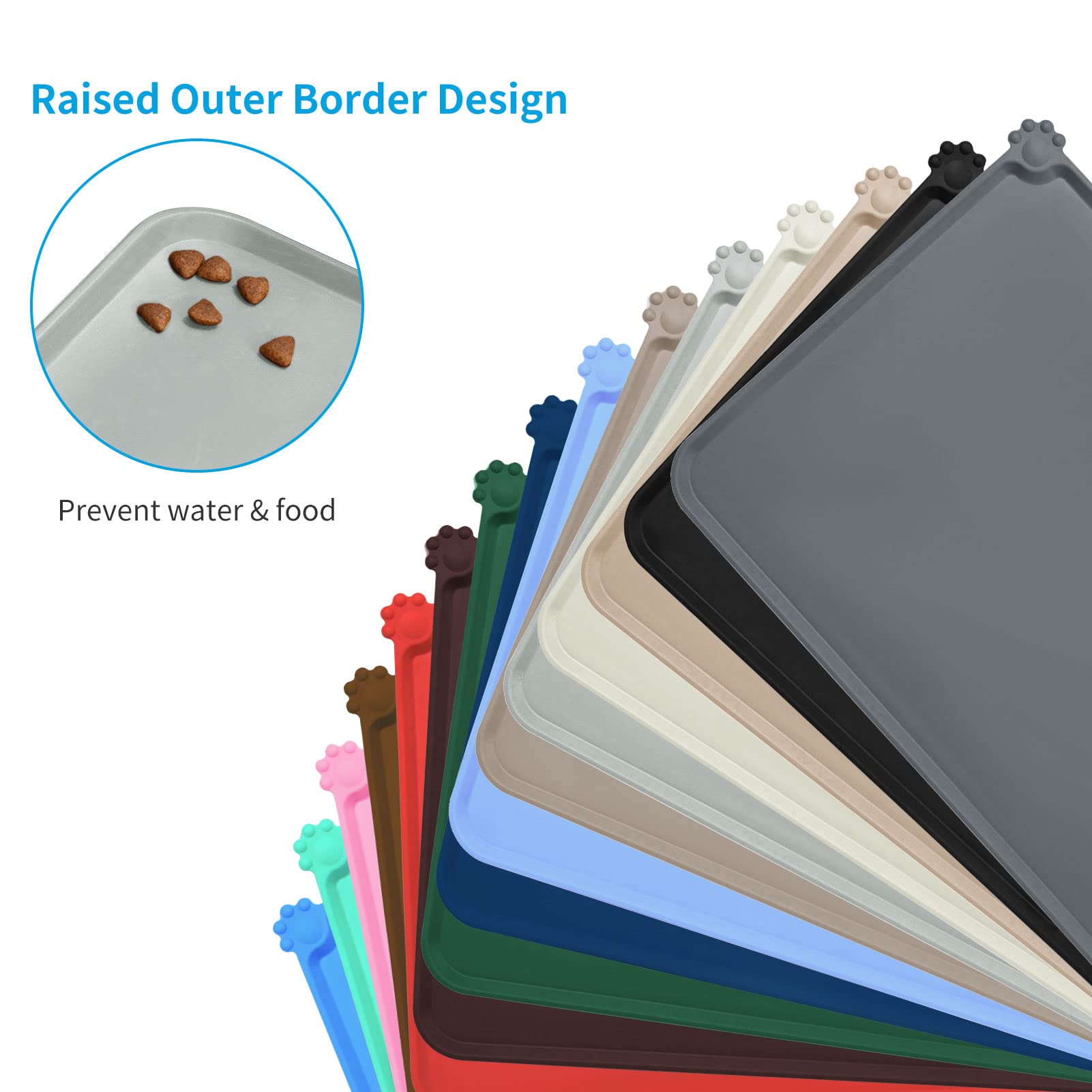 AUDWUD Non-Slip Silicone Pet Feeding Mat - Waterproof Dog Bowl Placemat for Food & Water - Perfect for Messy Eaters, Kitchen Floor Protection, and Easy Cleaning