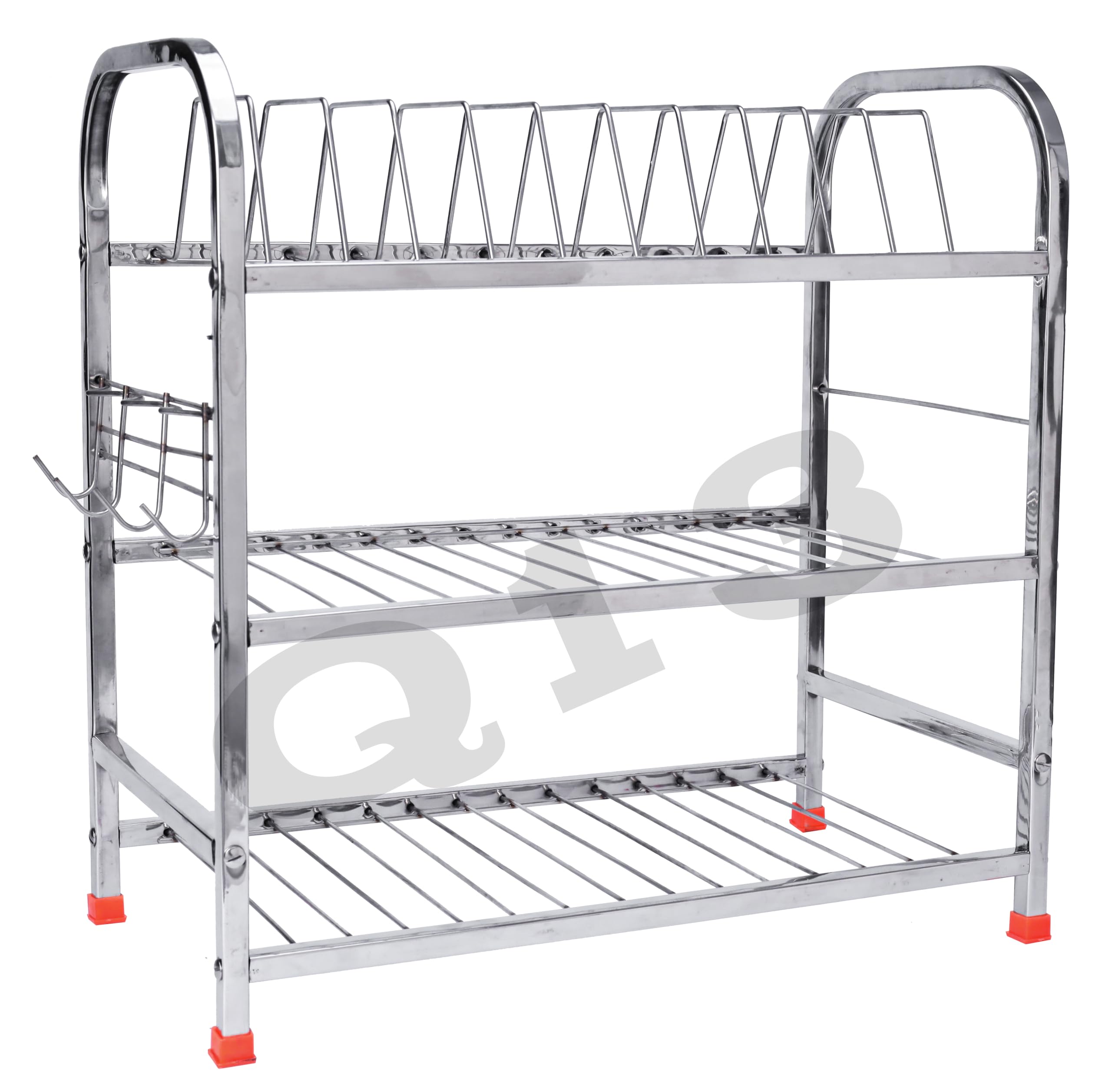 D.K 11® Stainless Steel 3-Tier Wall Mount Kitchen Organizer - Space Saving Utensil Rack for Spoons, Knives & Cutting Boards | Perfect for Small Kitchens, Dish Drying & Sink Area Storage