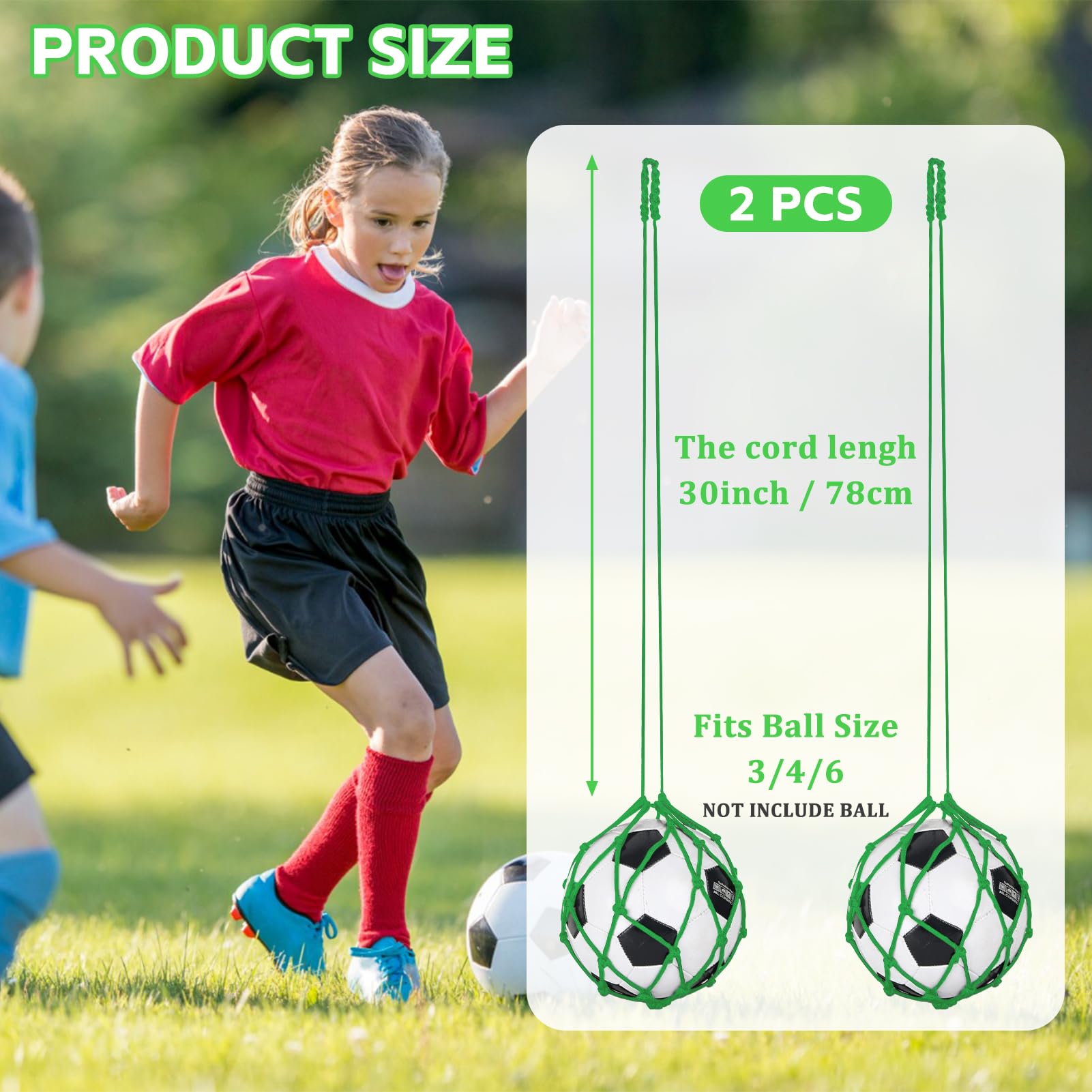 2 Pack Soccer Kick Trainer - Football Ball Net Kicker for Size 3, 4, 5 Balls - Solo Practice Training Aid for Youth & Adults - Perfect for Backyard Drills, Team Practice & Skill Development