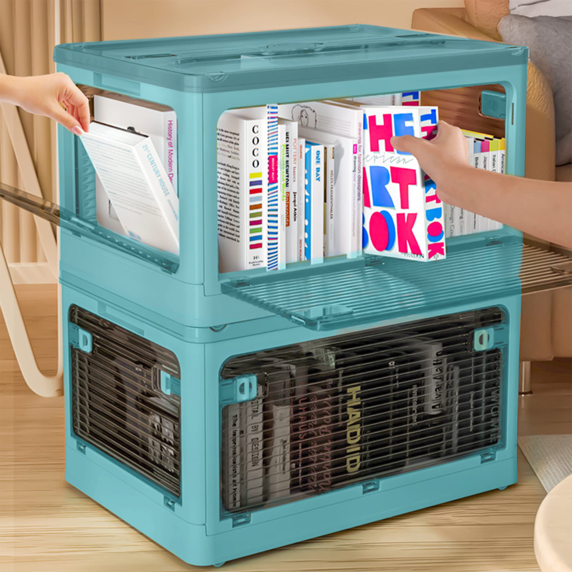Collapsible Plastic Storage Boxes with Lids - Foldable Organizer Bins for Home, Office & Closet - Space Saving Really Useful Storage Containers - Perfect for Organizing Toys, Clothes & Household Items
