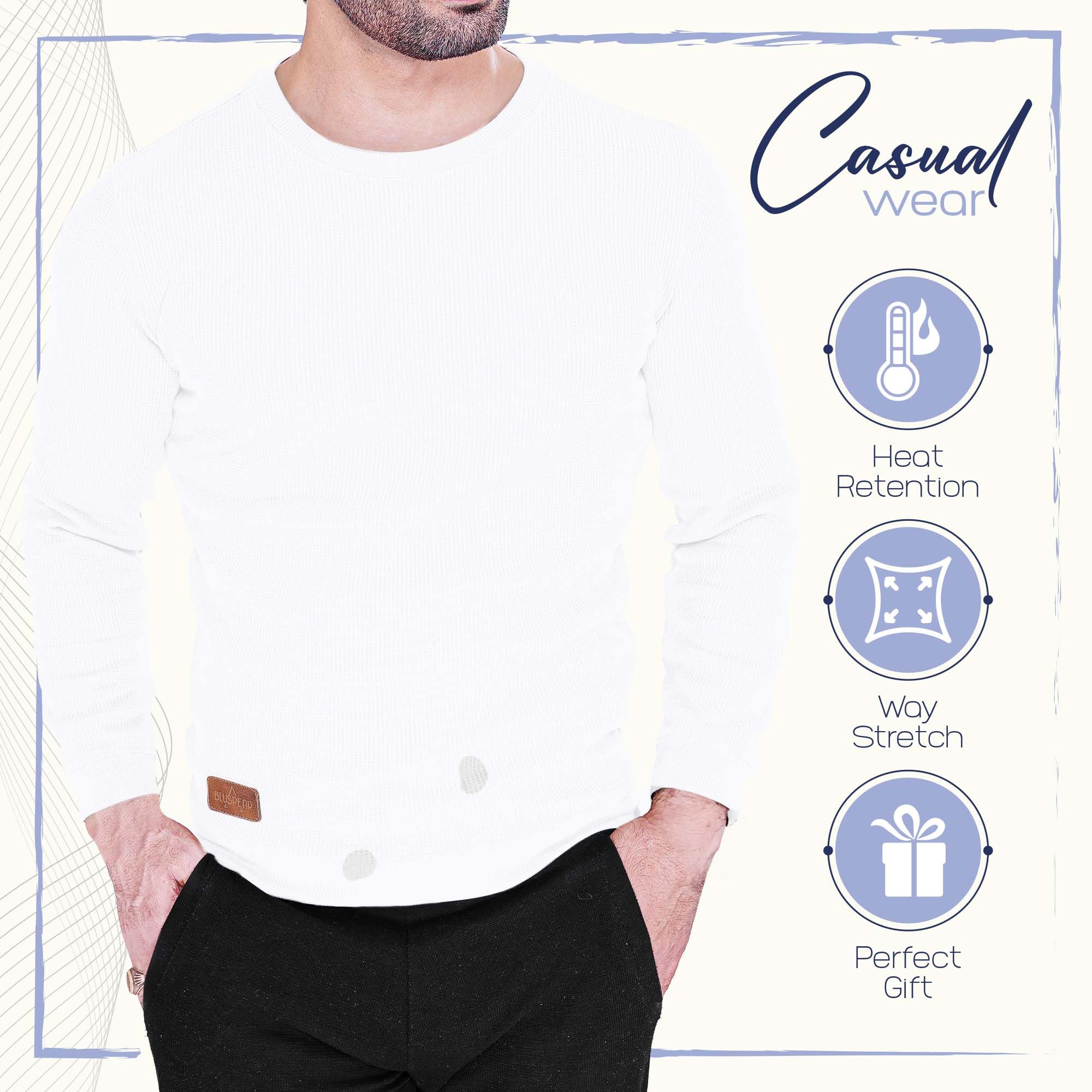 Men's Long Sleeve Waffle Thermal Shirt - Soft Knit Sweater & Comfortable Sweatshirt for Winter Warmth | Perfect for Outdoor Activities, Camping & Casual Wear