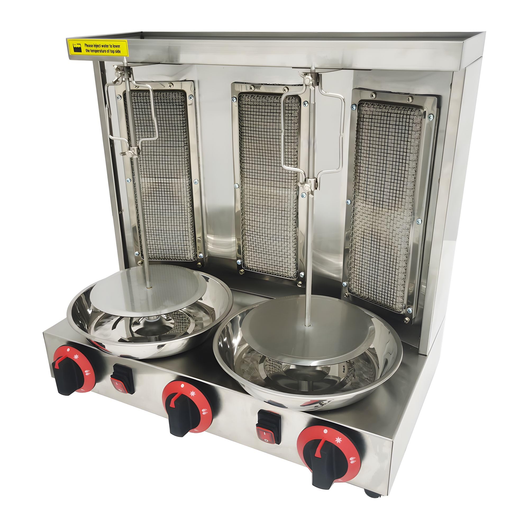 Commercial Vertical Rotating Doner Kebab Grill Machine - 3 Burner LP Gas Shawarma Broiler for Gyro, Chicken & Meat - Perfect for Restaurants, Food Trucks & Outdoor Parties