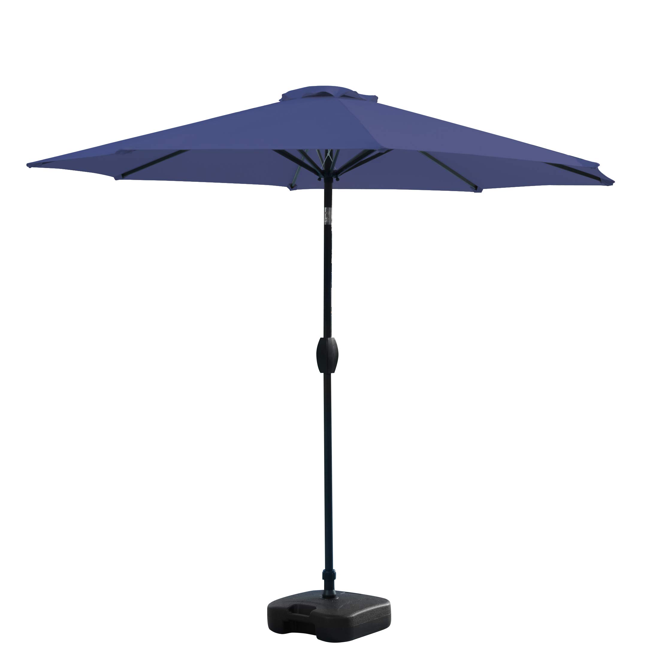 WestinTrends Paolo 9 Ft Outdoor Patio Umbrella with 18 Inch Fillable Square Base - Navy Blue Market Table Umbrella for Backyard, Poolside & Restaurant Use