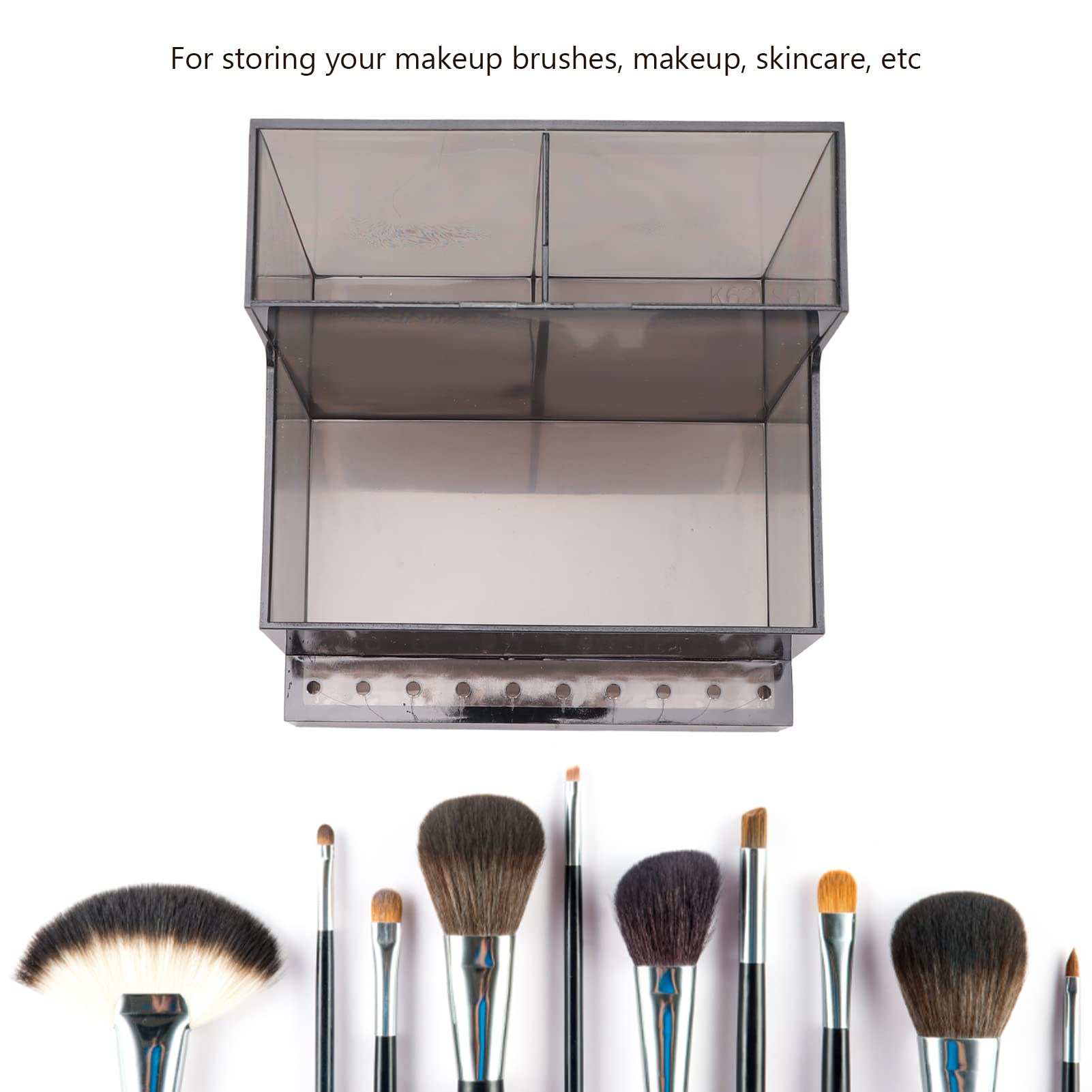 EXCLUZO Transparent Makeup Brush Holder - Elegant Black Acrylic Cosmetic Organizer for Brushes & Skincare Products | Perfect for Vanity, Bathroom, and Travel Storage