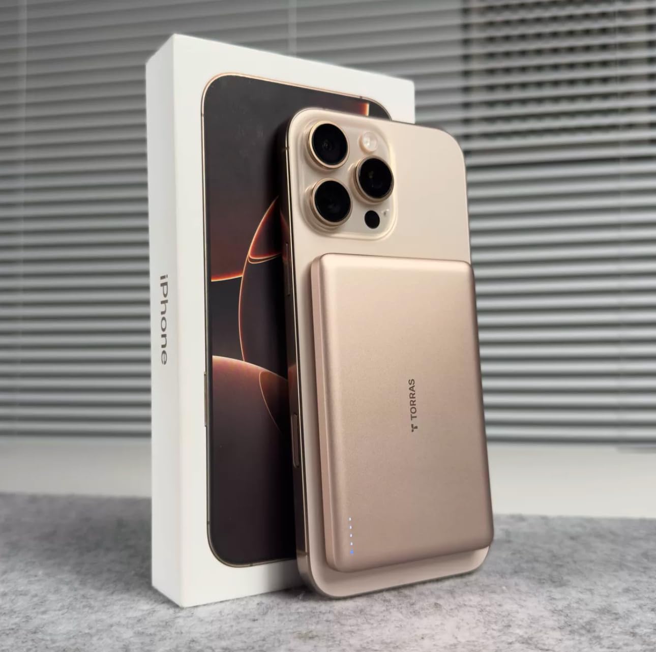 TORRAS MiniMag 5000mAh Ultra Slim Magnetic Wireless Power Bank - Magsafe Compatible Portable Charger with USB-C Cable for iPhone 16/15/14/13/12 | Fast Charging Battery Pack | Perfect for Travel, Work & Outdoor Activities (Desert Gold)