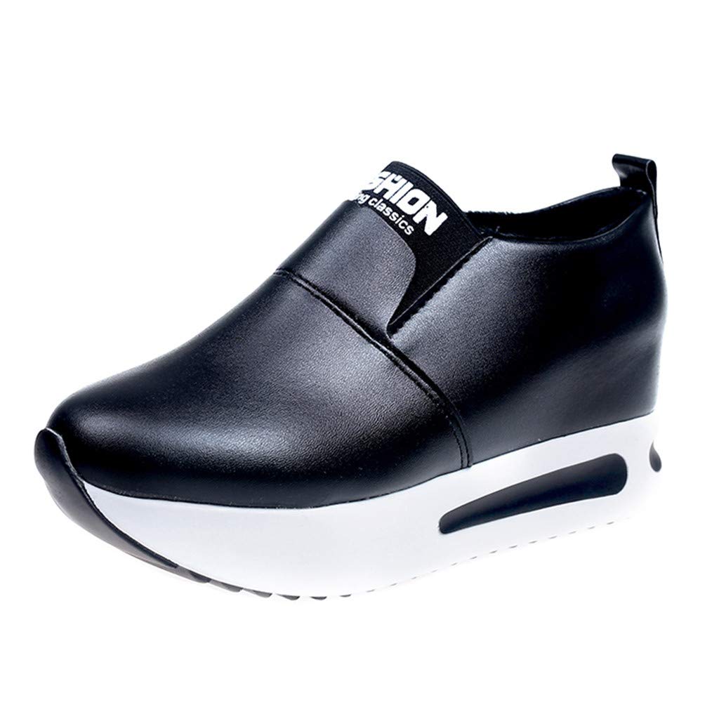 RUIY Women's White Platform Sneakers - Slip-On Wedge Casual Fashion Shoes with Thick Sole for Walking, Running & Everyday Wear | Comfortable & Stylish for Work, Gym & Outfits