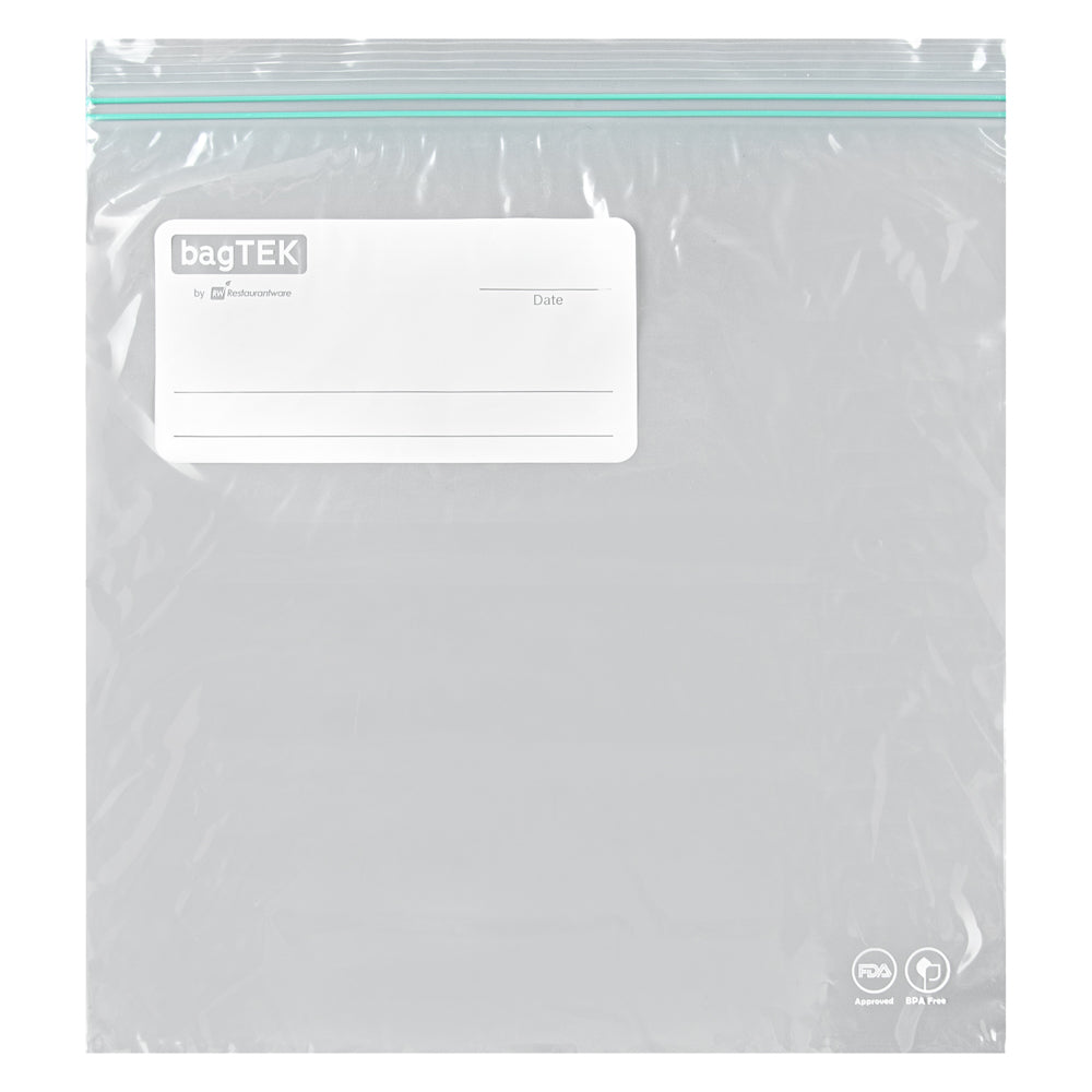 Bag Tek 1 Gallon Clear Plastic Zip Bags with Double Zipper, Write-On Label, BPA Free (10 3/4 x 10 1/2 Inches) - 25 Count Box | Perfect for Food Storage, Organizing Crafts & Office Supplies