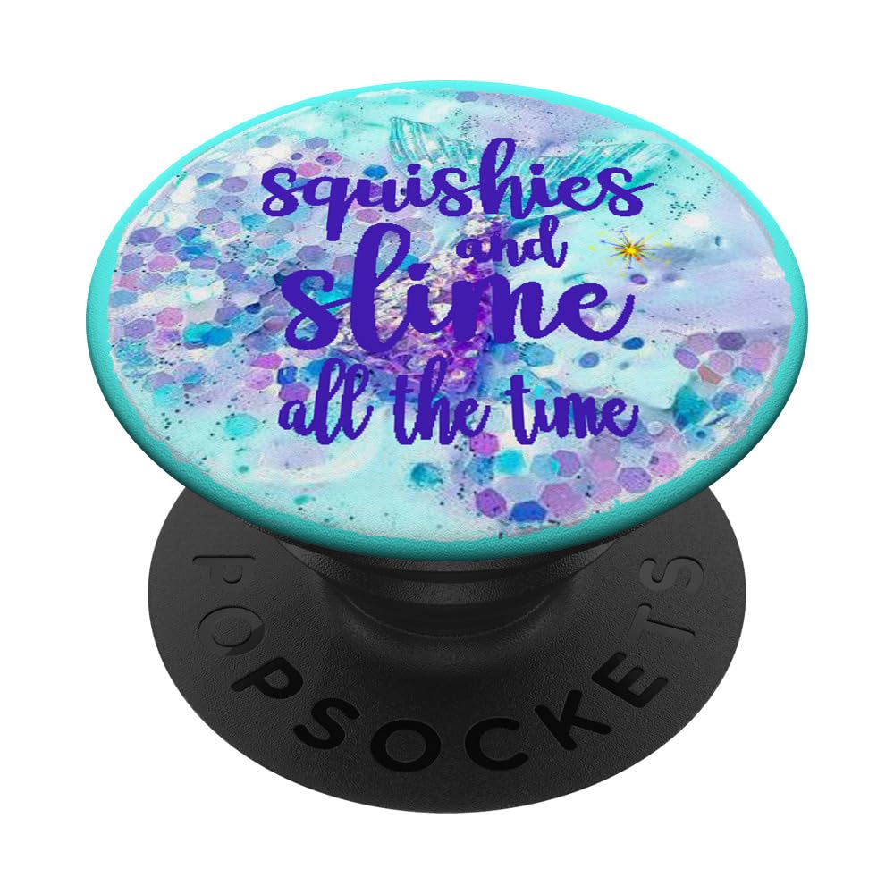 Mermaid PopGrip for Kids - Blue Squishy Slime Phone Grip for Girls, Fun & Adhesive - Perfect for School & Play