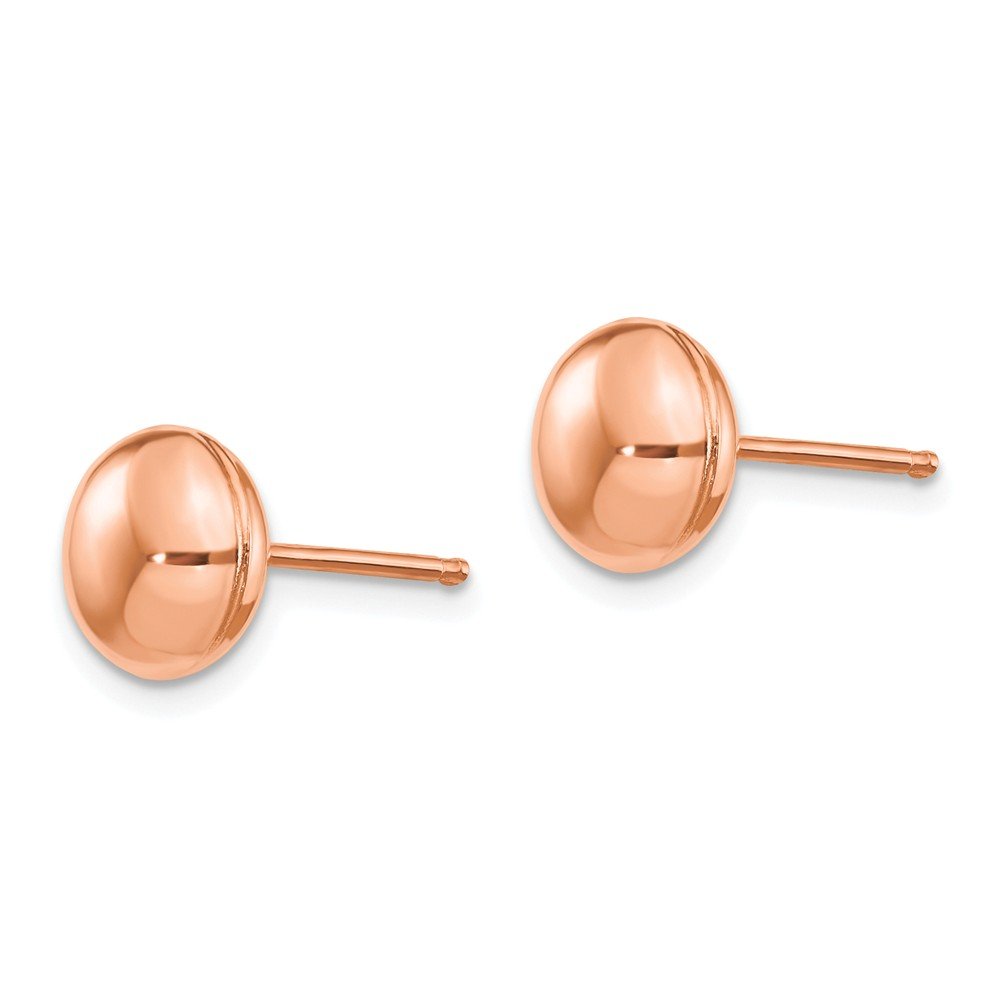 14K Rose Gold 8mm Polished Button Post Earrings for Women - Elegant Rose Design, Hypoallergenic Stud Earrings for Daily Wear, Gift Giving & Special Occasions