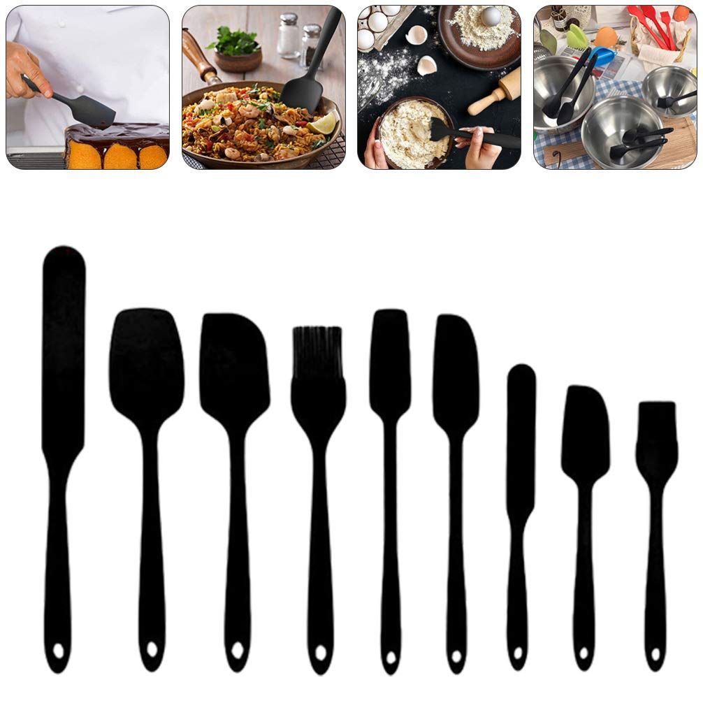 Hemoton 9-Piece Silicone Spatula Set - Non-Stick Kitchen Utensils for Baking, Cooking & Cake Decorating - Includes Turner, Mixing Spatula, Cheese Spreader, Egg Flipper, Pastry Tool & Icing Squeegee - Perfect for Home Bakers & Professional Chefs