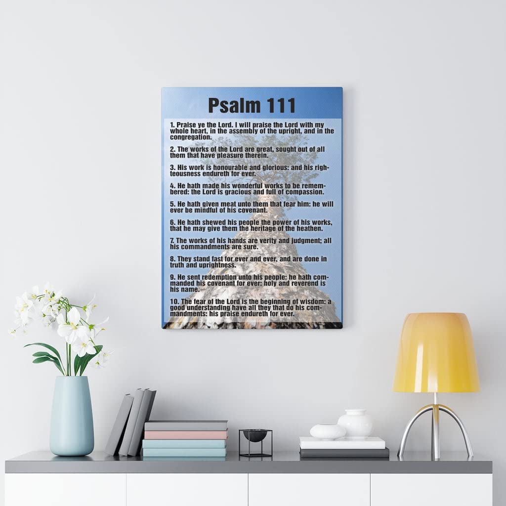 Bible Verse Art Print - Psalm 111 'His Goodness Endures Forever' - Blue Scripture Wall Decor for Christian Home, Office & Gift Giving