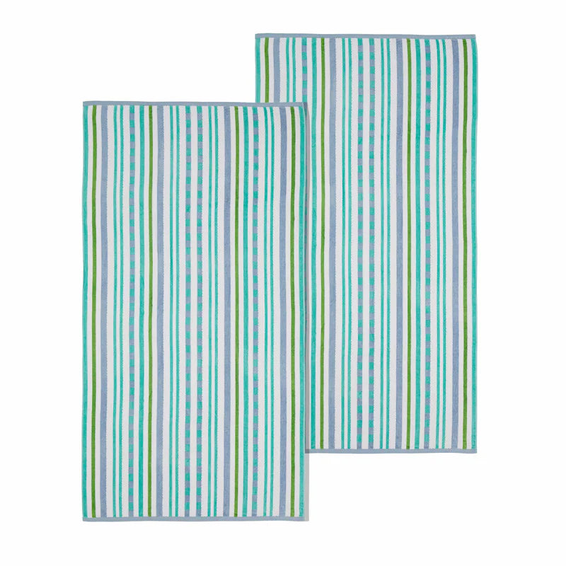 Breathable Striped Cotton Oversized 2-Piece Beach Towel Set - Soft & Absorbent for Pool, Beach, Yoga & Gym