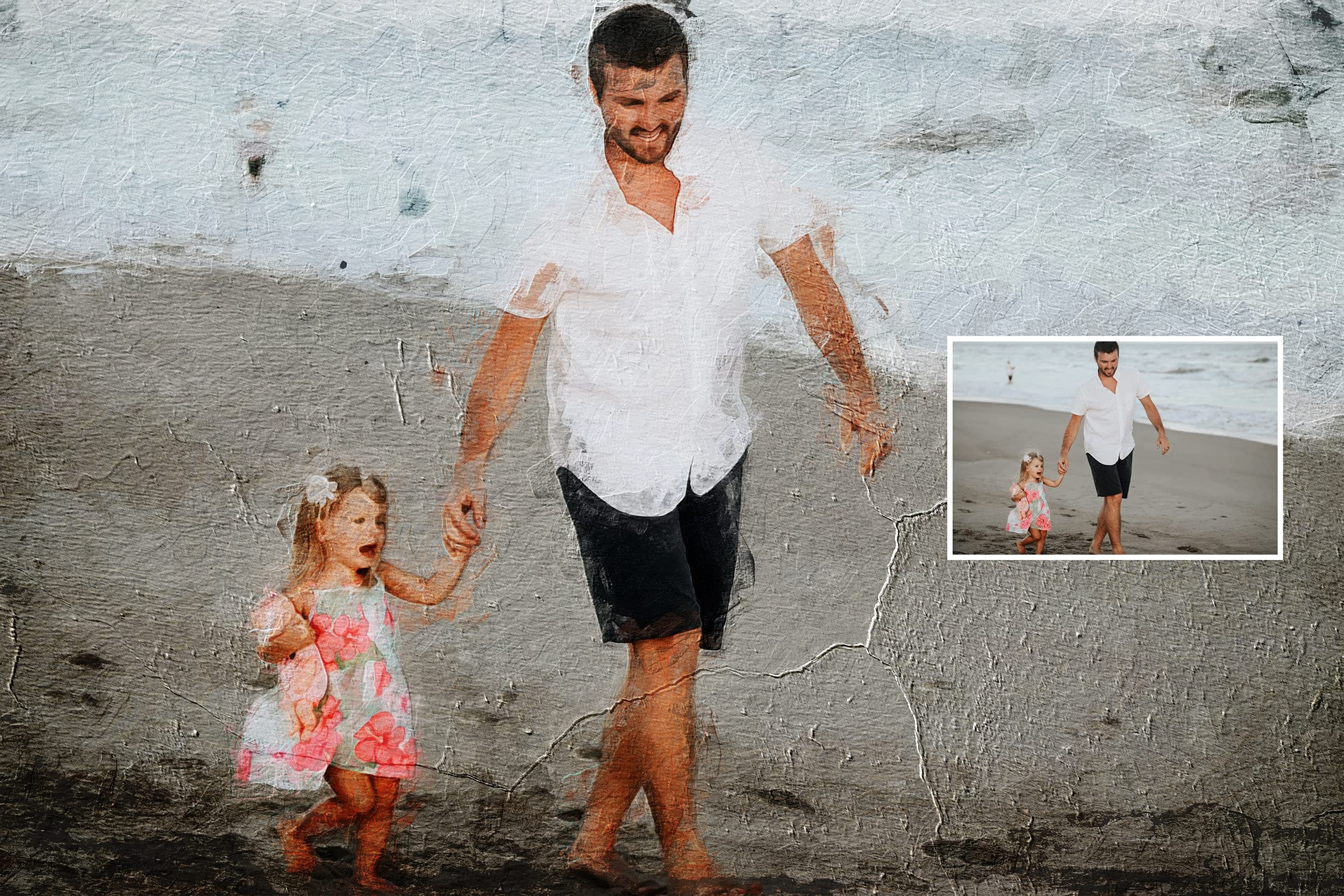 Custom Family Portrait Painting from Photo - Personalized Father's Day Gift, Parent Child Digital Art, Canvas Print Wall Decor | Perfect for Home, Office & Anniversary Gifts
