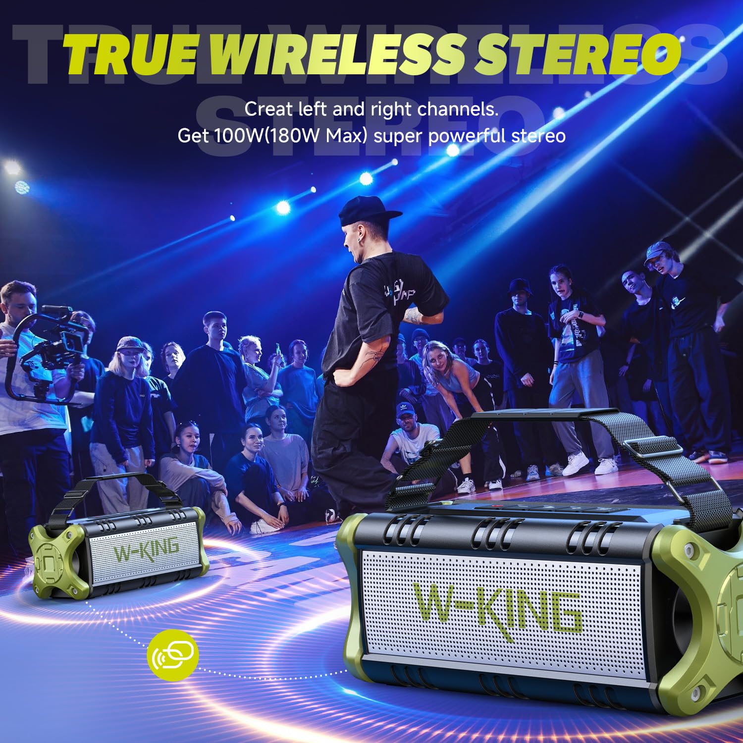W-King 90W Peak Power Bluetooth Speaker - Portable Wireless Speaker with Deep Bass Subwoofer, IPX6 Waterproof, 40H Playtime, EQ & Stereo Pairing | Perfect for Camping, Beach Parties, Backyard BBQs & Outdoor Adventures