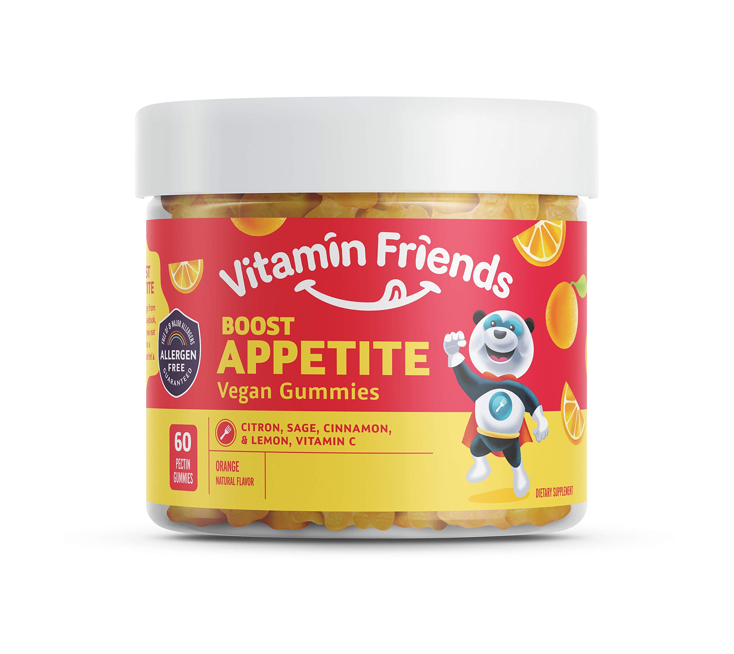 Vitamin Friends - Natural Vegan Kids Appetite Stimulant Gummies | Allergen-Free Children's Vitamins | Orange Flavor (60 Count) - Perfect for Picky Eaters & Boosting Nutrition in Toddlers