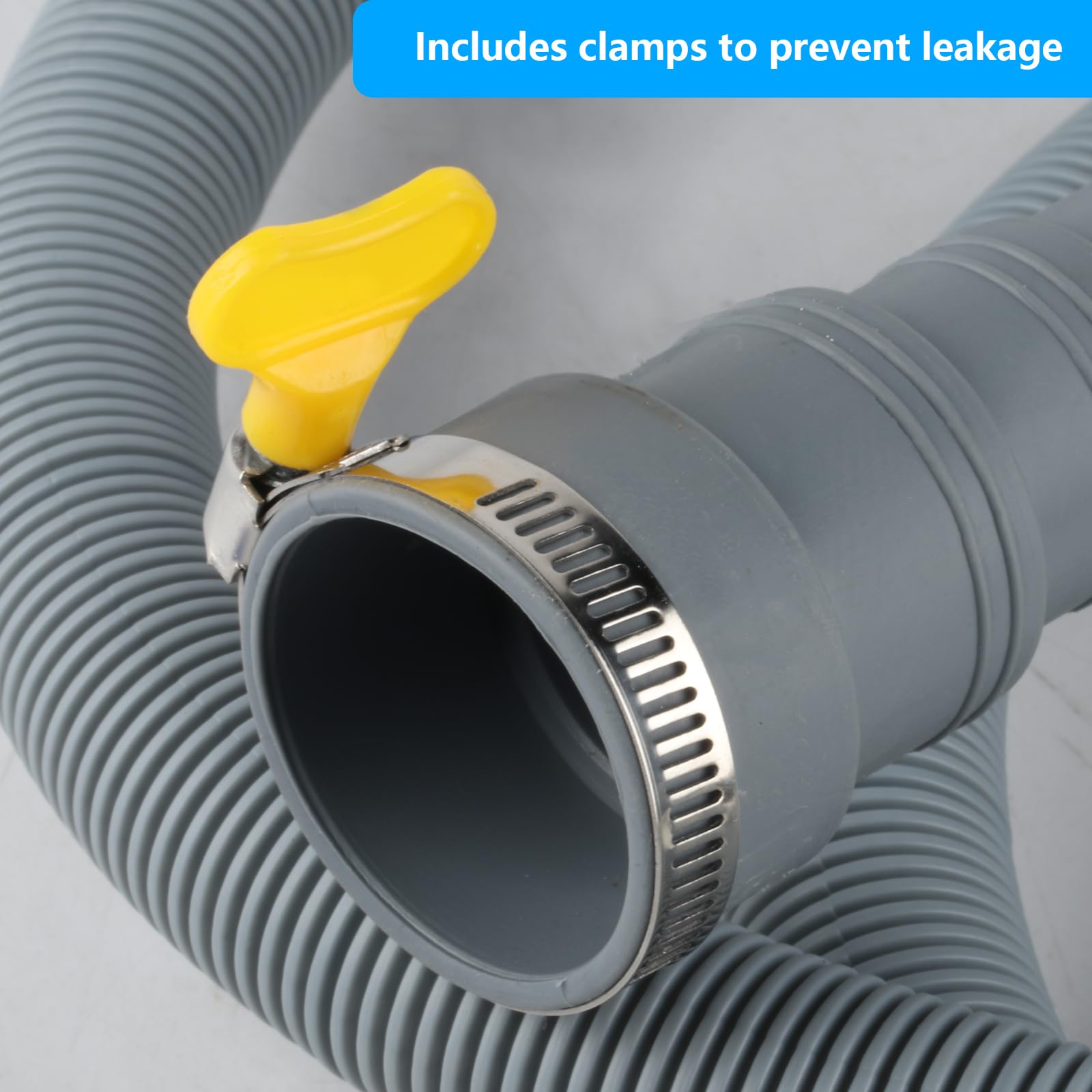 2 M/6.56 Ft Universal Washing Machine Drain Hose Extension Kit - Flexible Extension Pipe with 2 Clamps & 1U Holder - Compatible with Dishwasher, Washing Machine, Dehumidifier - Perfect for Laundry Room, Basement, RV & Home Appliance Drainage