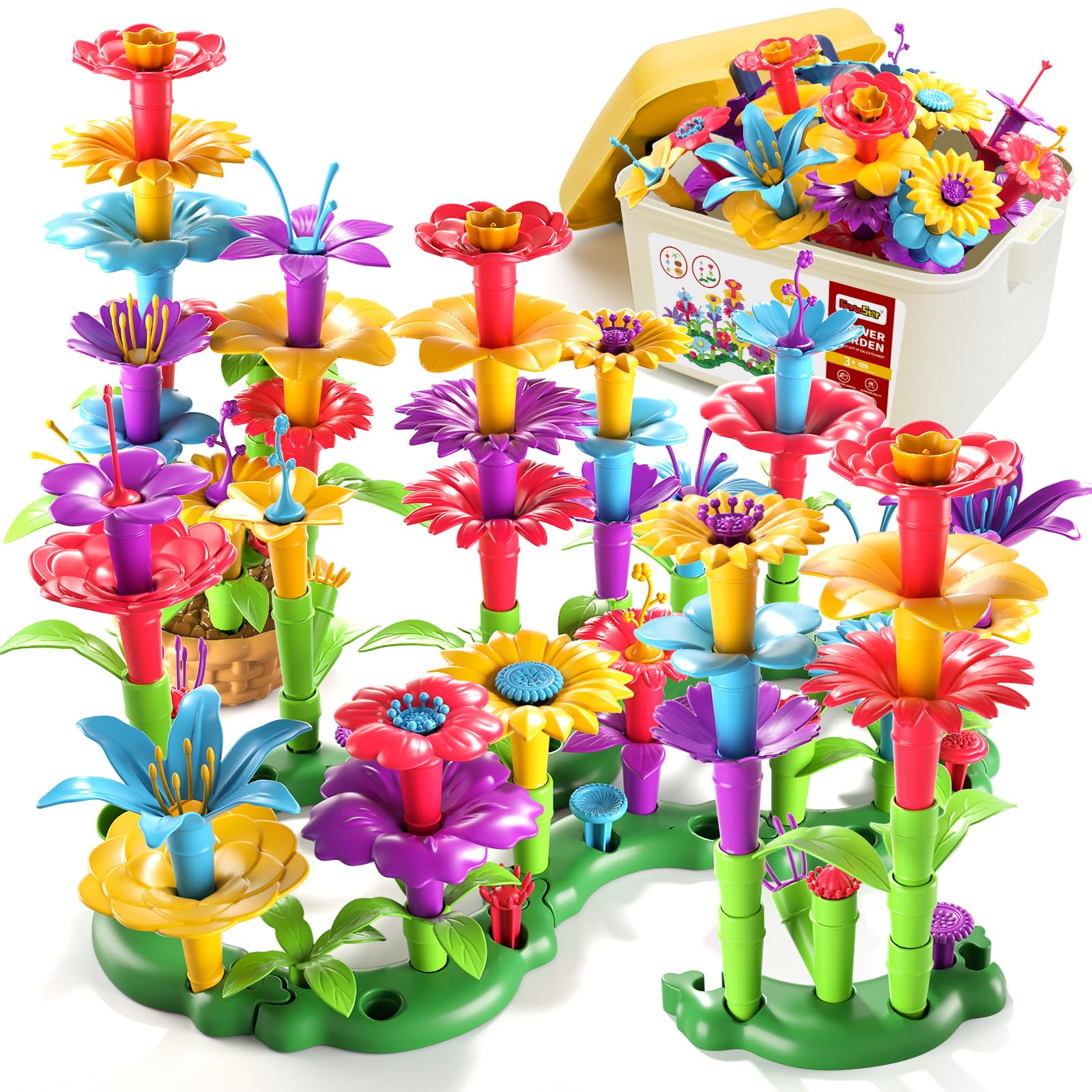 Flower Garden Building Toys Set for Girls Ages 2-6 | STEM Educational Construction Kit for Toddlers & Kids | Perfect Birthday Gift for 3-5 Year Olds | Creative Play for Indoor & Outdoor Activities