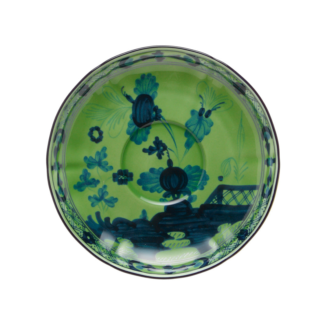 Oriente Italiano Coffee Saucer - Elegant Malachite Green Ceramic Cup Plate for Espresso, Cappuccino & Tea - Perfect for Home, Cafe & Restaurant Use
