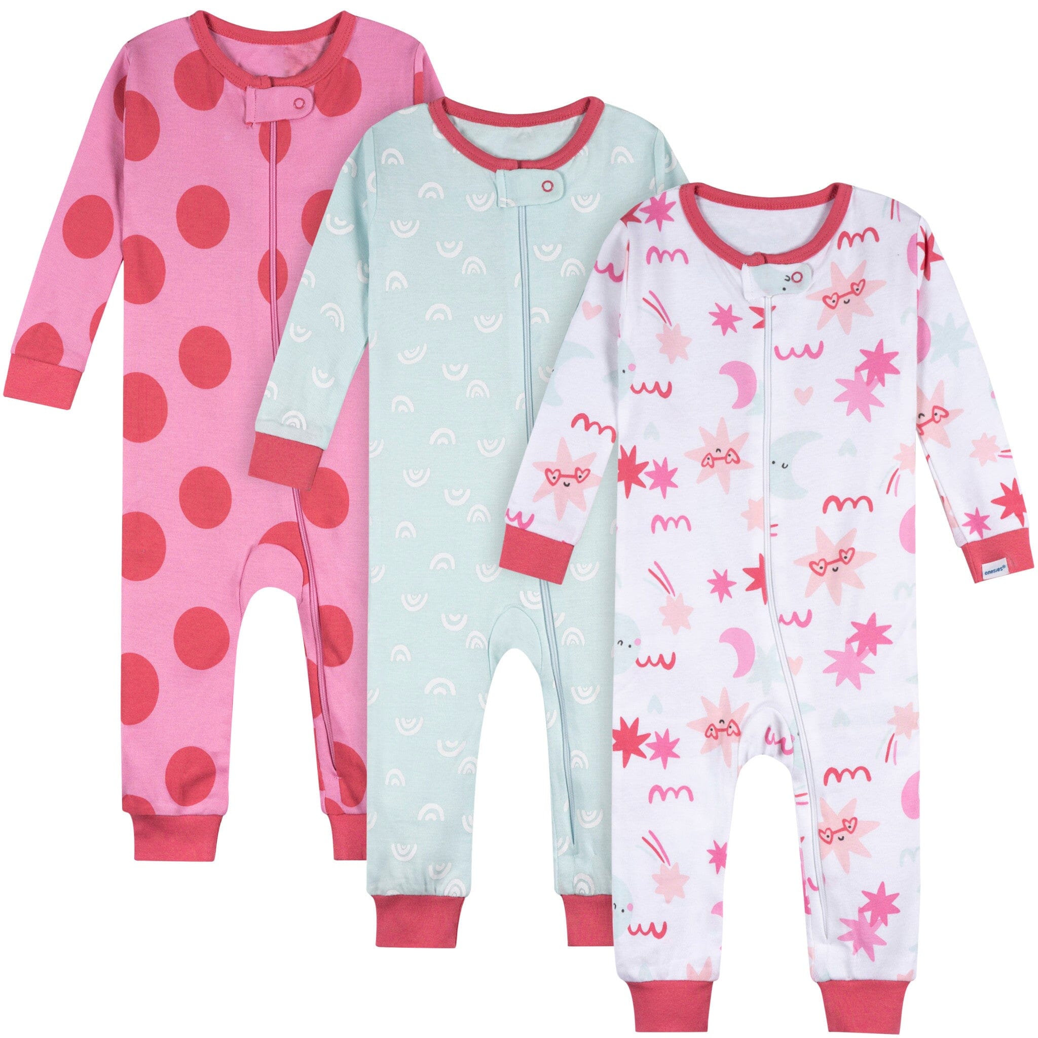 3 Pack Baby Girls Starry Night Footless Sleepers - Soft Cotton Pajama Set for Infants & Toddlers - Perfect for Bedtime, Playtime & Photo Shoots