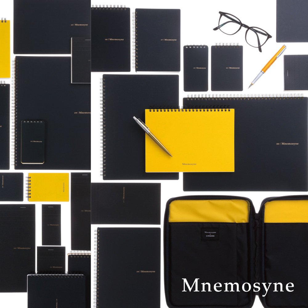 Mnemosyne HN188A A5 Spiral Notebook with Folder - Black, 5.8