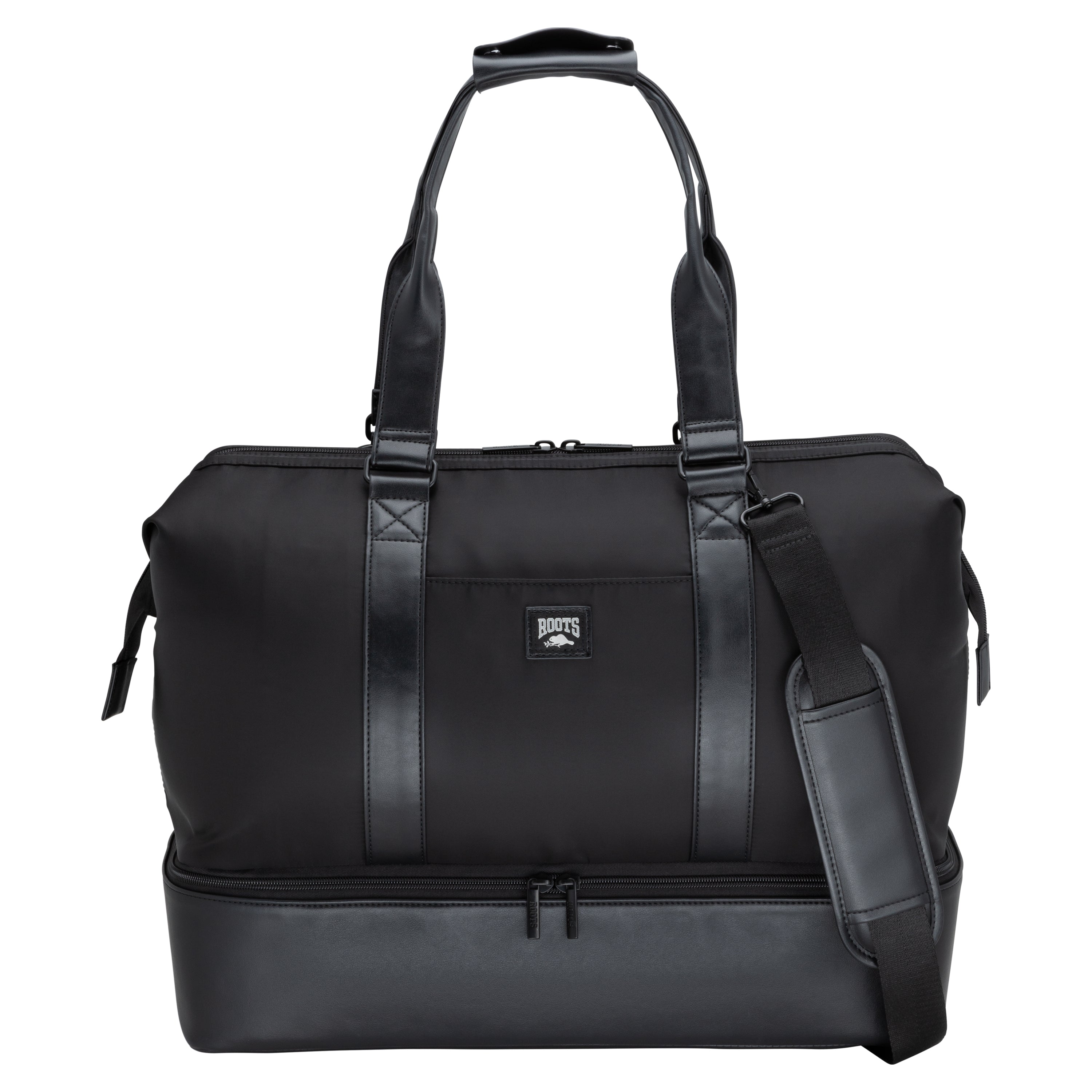 Roots Travel Drop Bottom Weekender Bag - Durable Canvas Overnight Bag for Men & Women | Perfect for Weekend Getaways, Business Trips & Gym Use