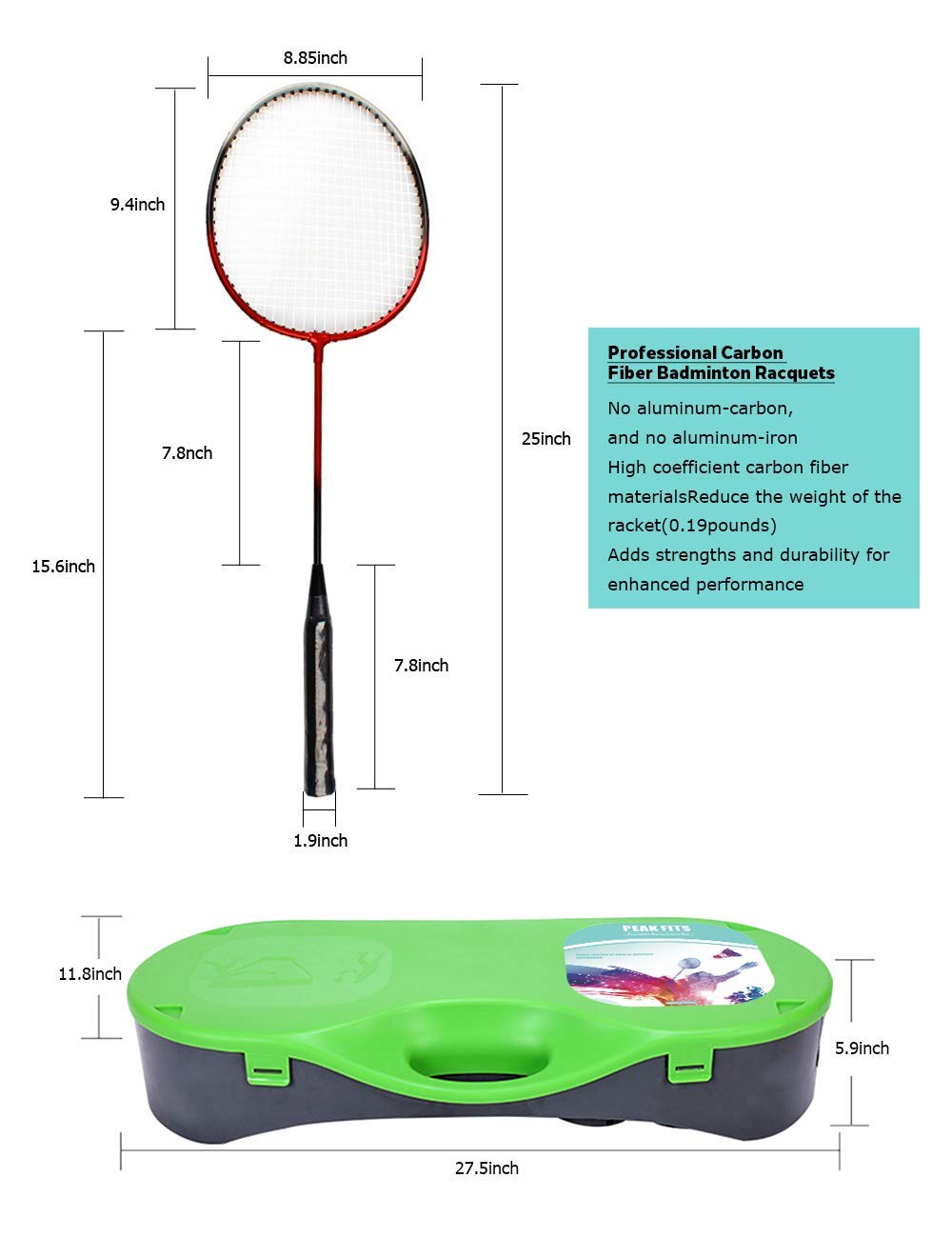 Portable Badminton Net Set with 4 Graphite Rackets - Folding Volleyball & Badminton Net for Backyard, Includes 8 Grip Tapes & 4 Shuttlecocks - Perfect for Family Games, Outdoor Sports & Beach Activities