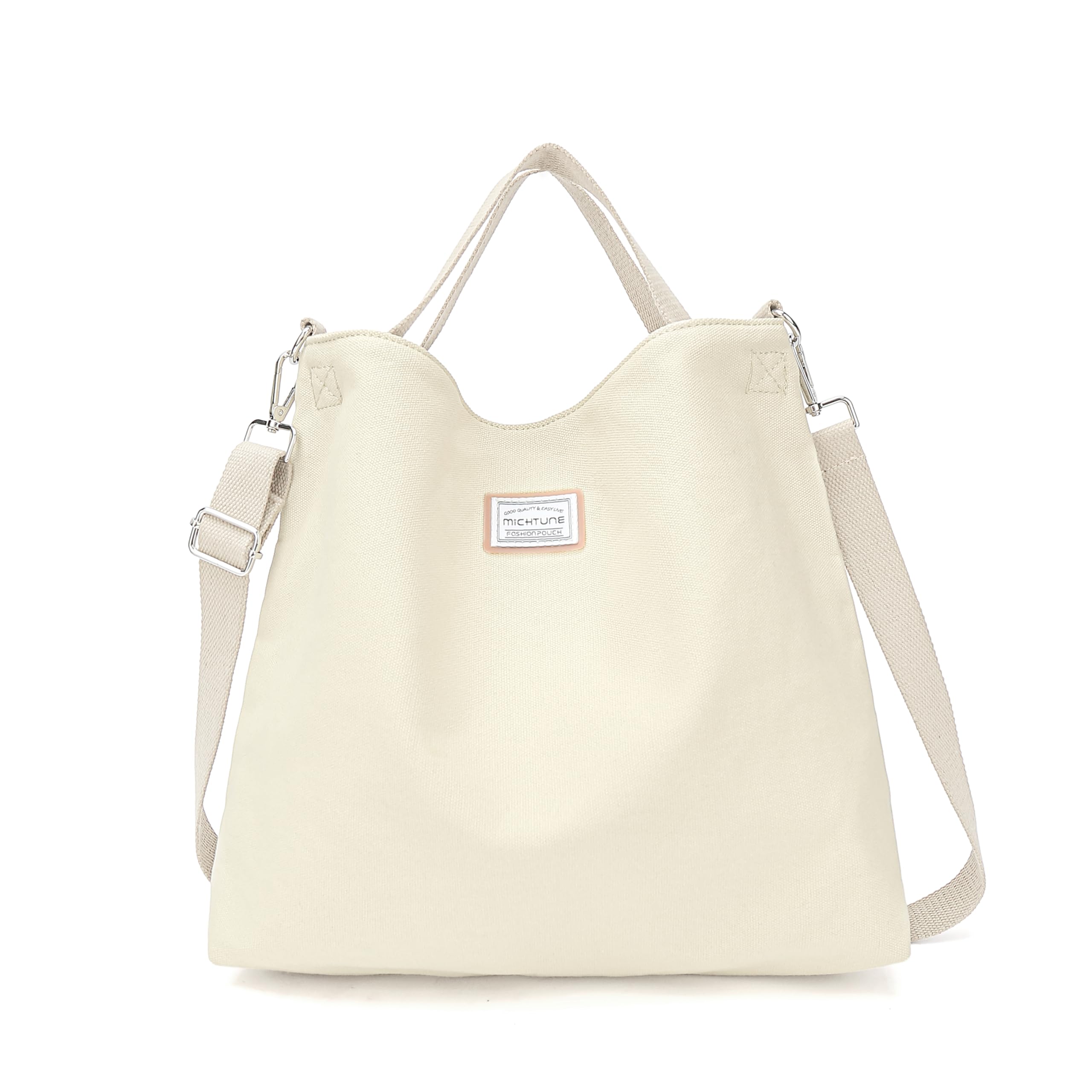 Stylish Canvas Tote Bag for Women - Durable Shoulder & Crossbody Bag with Zipper - Perfect for Casual Outings, Travel & Shopping