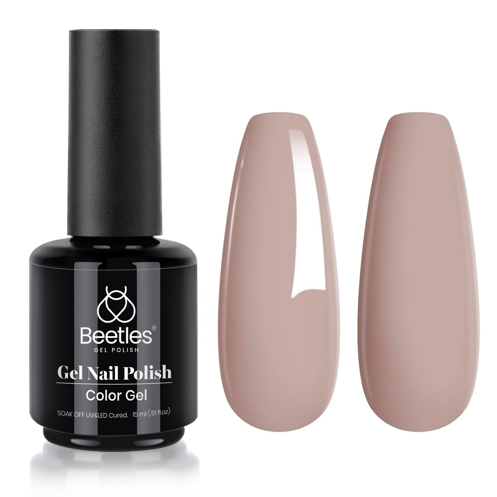 Beetles Nude Gel Nail Polish - Neutral Grey Taupe Soak Off UV LED Gel Polish for Nail Art, Manicure & Salon DIY | Long-Lasting Home & Professional Nail Care | Perfect for Everyday Wear, Special Occasions & Gift Giving