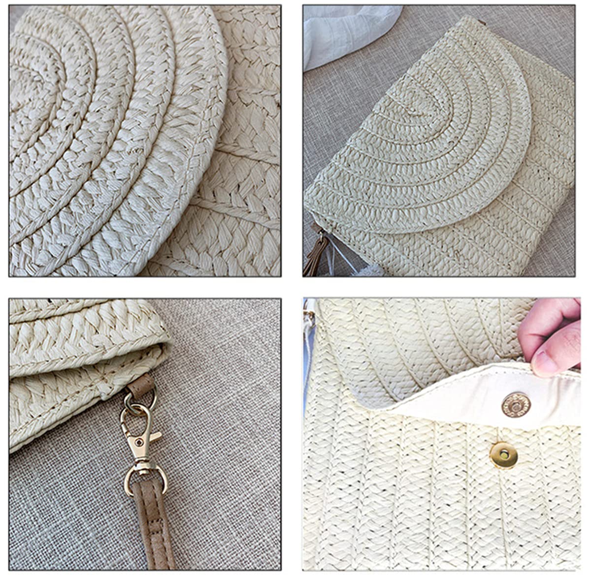 Eco-Friendly Straw Shoulder Bag for Women - Beach Tote, Crossbody Clutch, Casual Purse & Wallet - Perfect for Summer Vacations, Pool Parties, and Boho Fashion Accessories